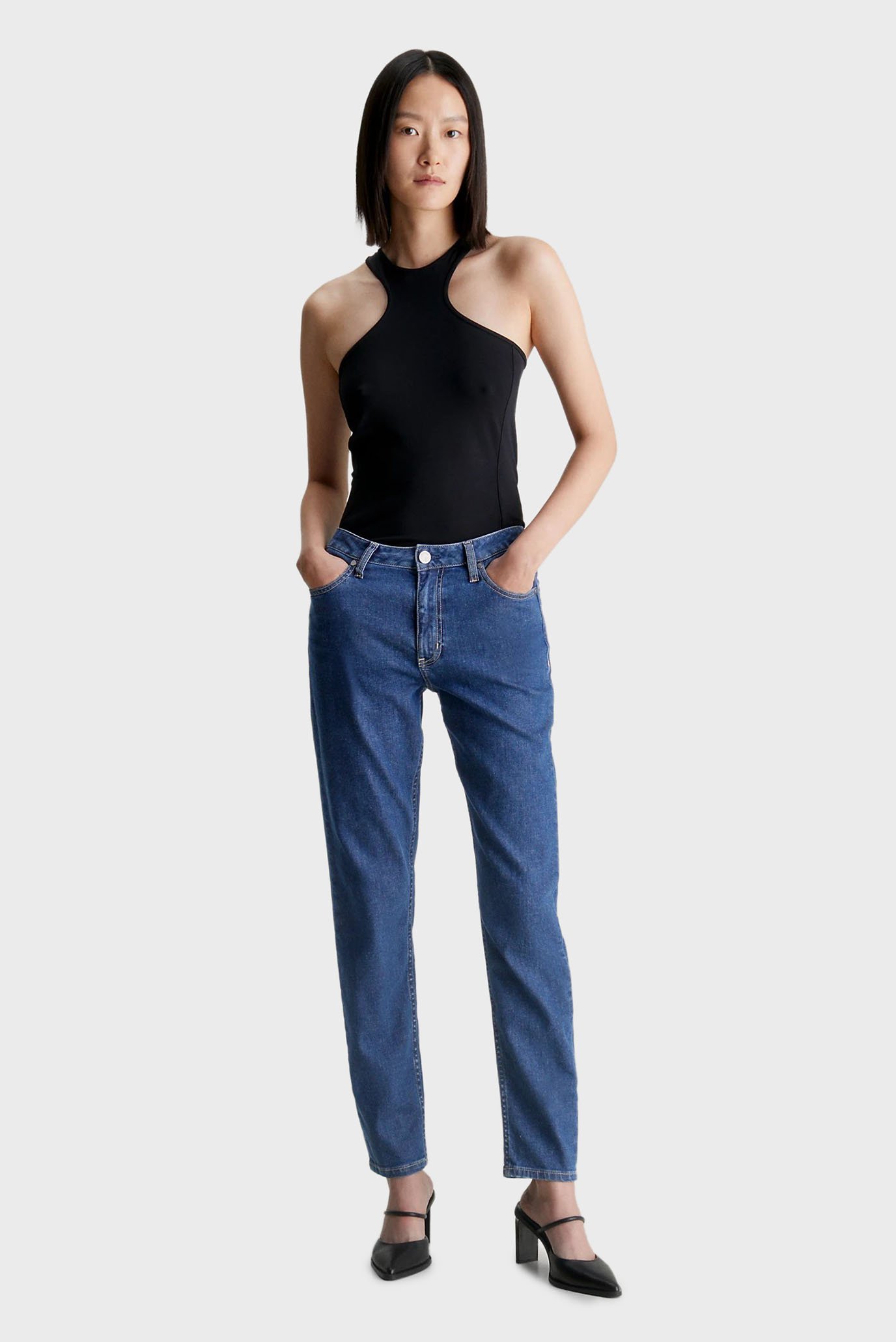 Женские синие джинсы MID RISE SLIM - MID BLUE 2