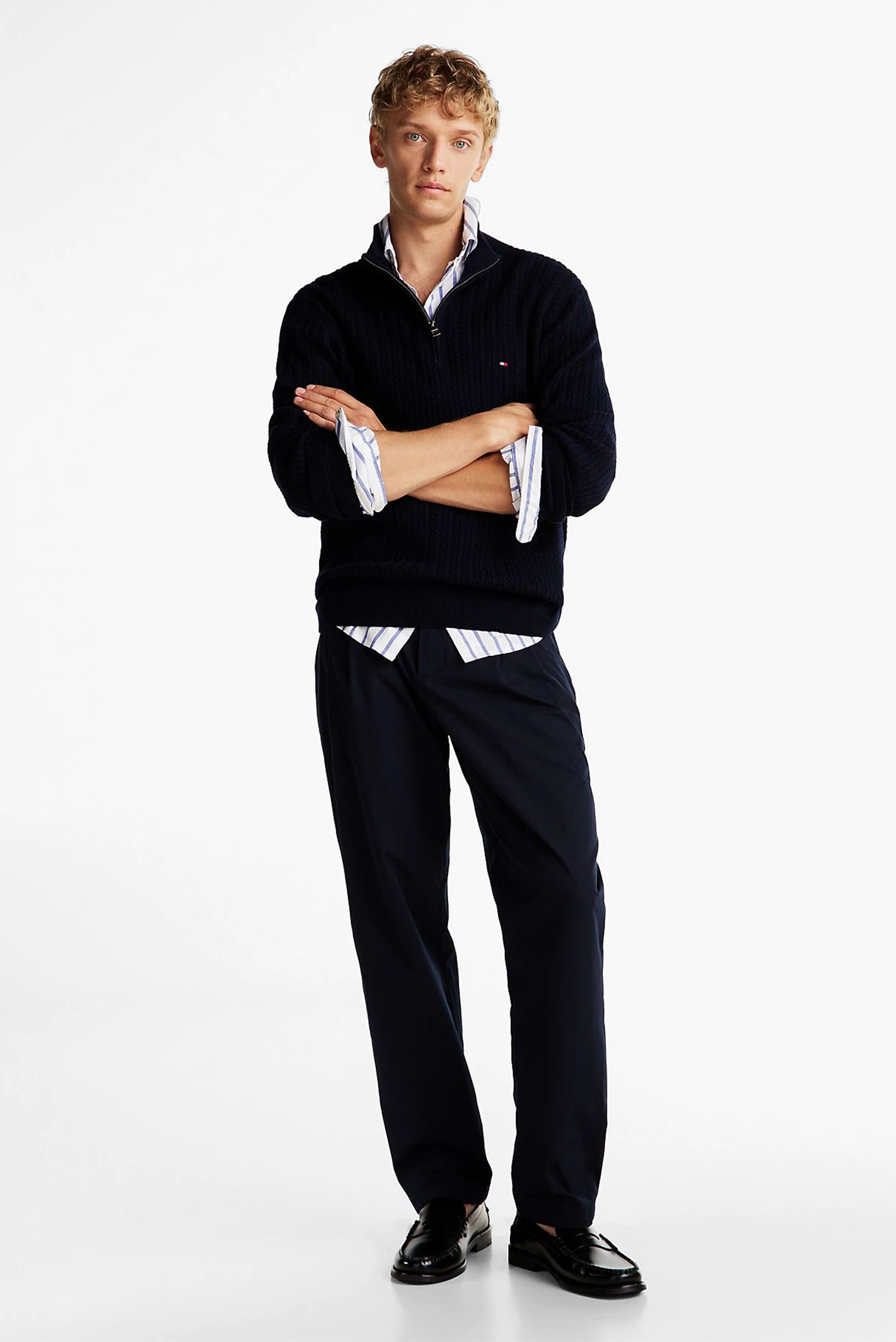 Свитер HERRINGBONE STRUCTURE ZIP MOCK 2