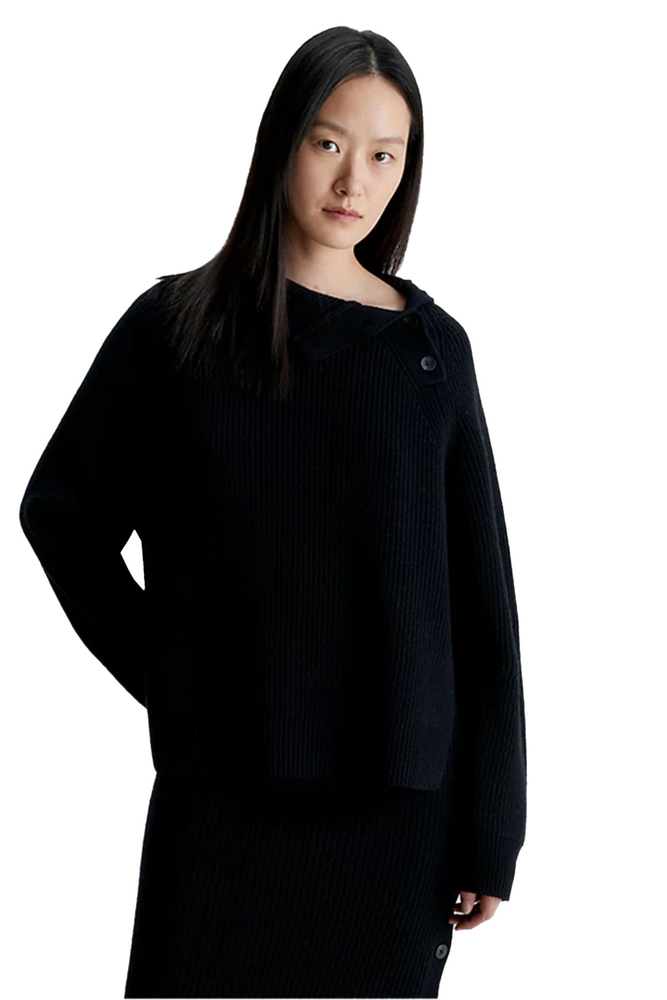 Гольф RECYCLED WOOL BUTTON MOCK NECK 1