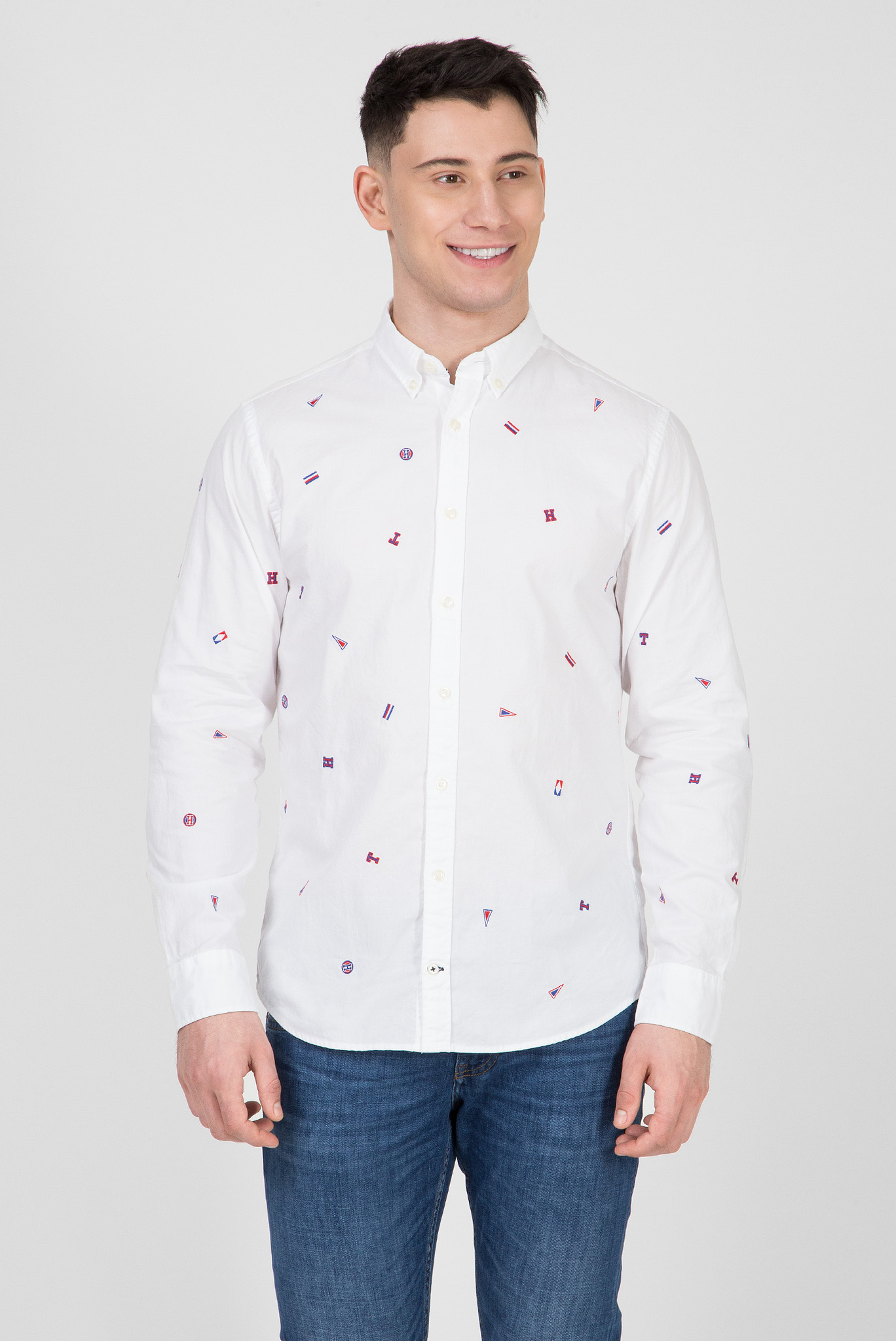 Мужская белая рубашка с вышивкой ALLOVER EMBROIDERY 1
