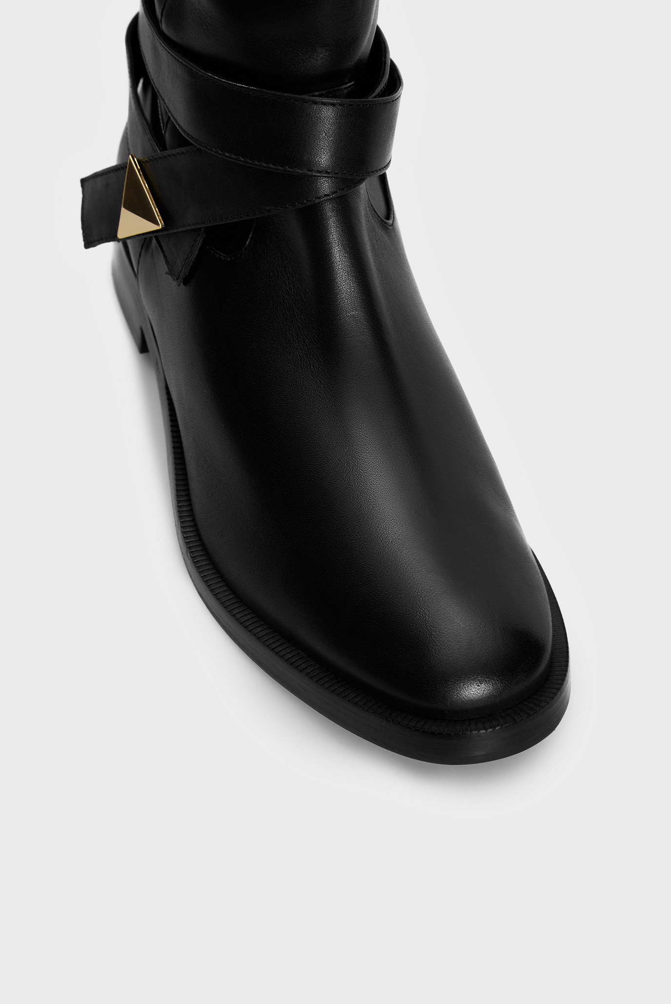 Женские черные кожаные сапоги 4