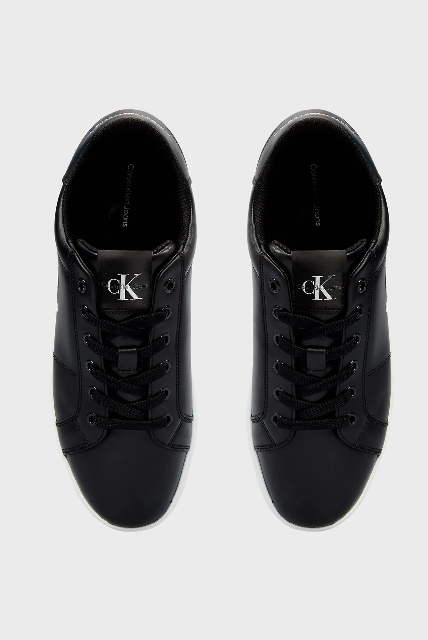 Мужские черные кожаные сникеры 4