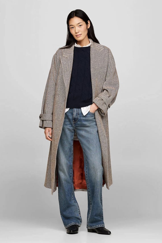 Женское шерстяное пальто с узором  RLX WOOL HERRINGBONE BELTED