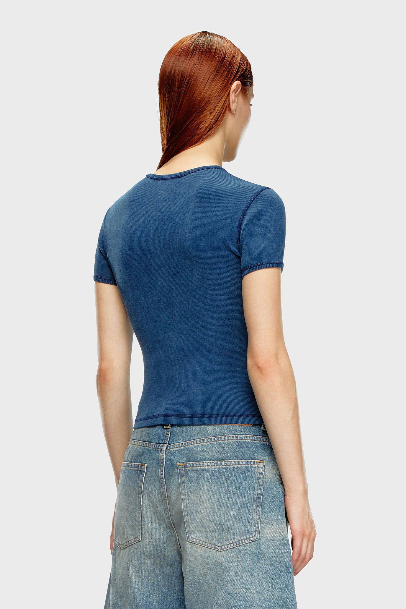 Женская синяя футболка T-ELE-LONG-P2 3