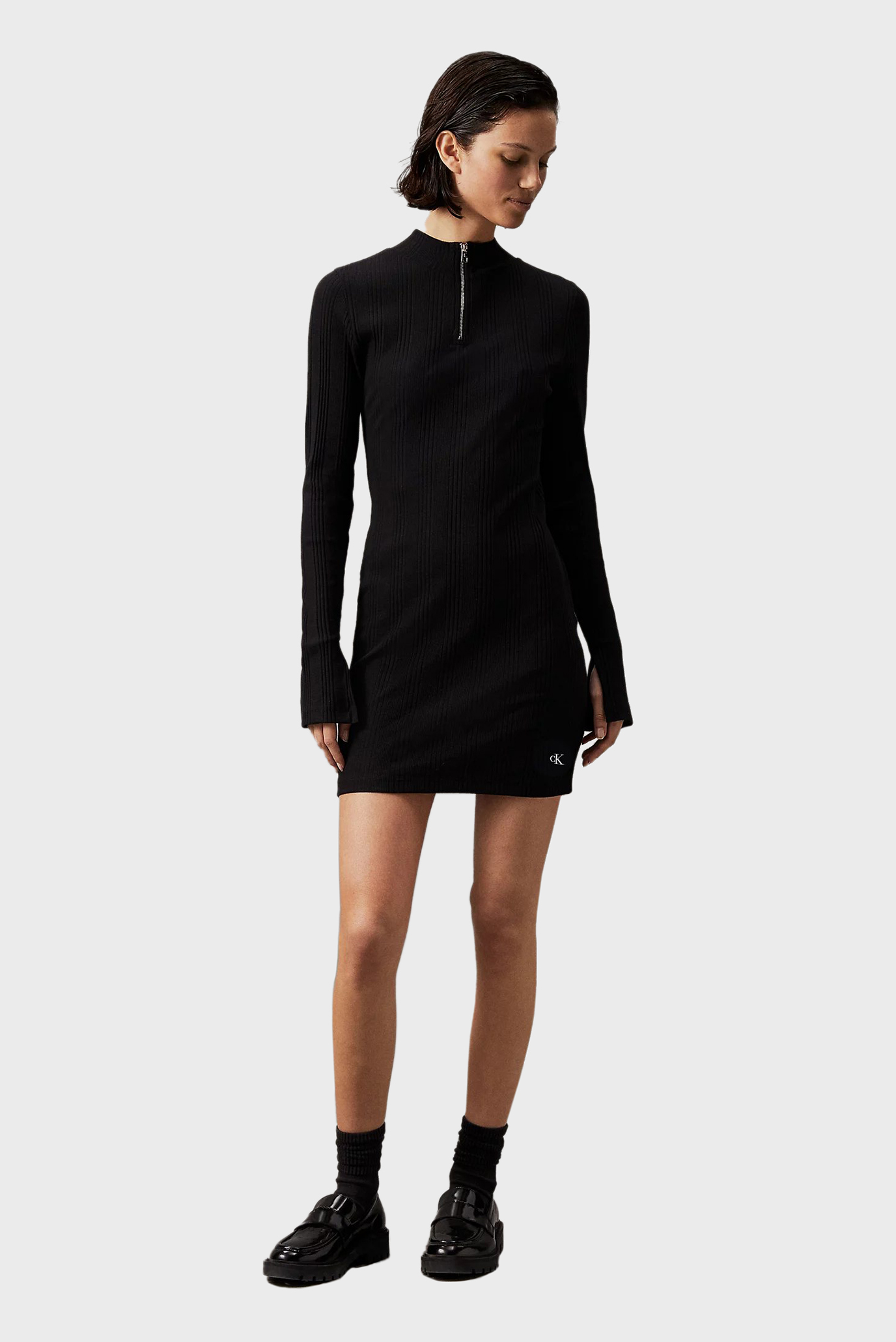 Платье/VARIEGTAED RIB HALF ZIP LS DRESS 1