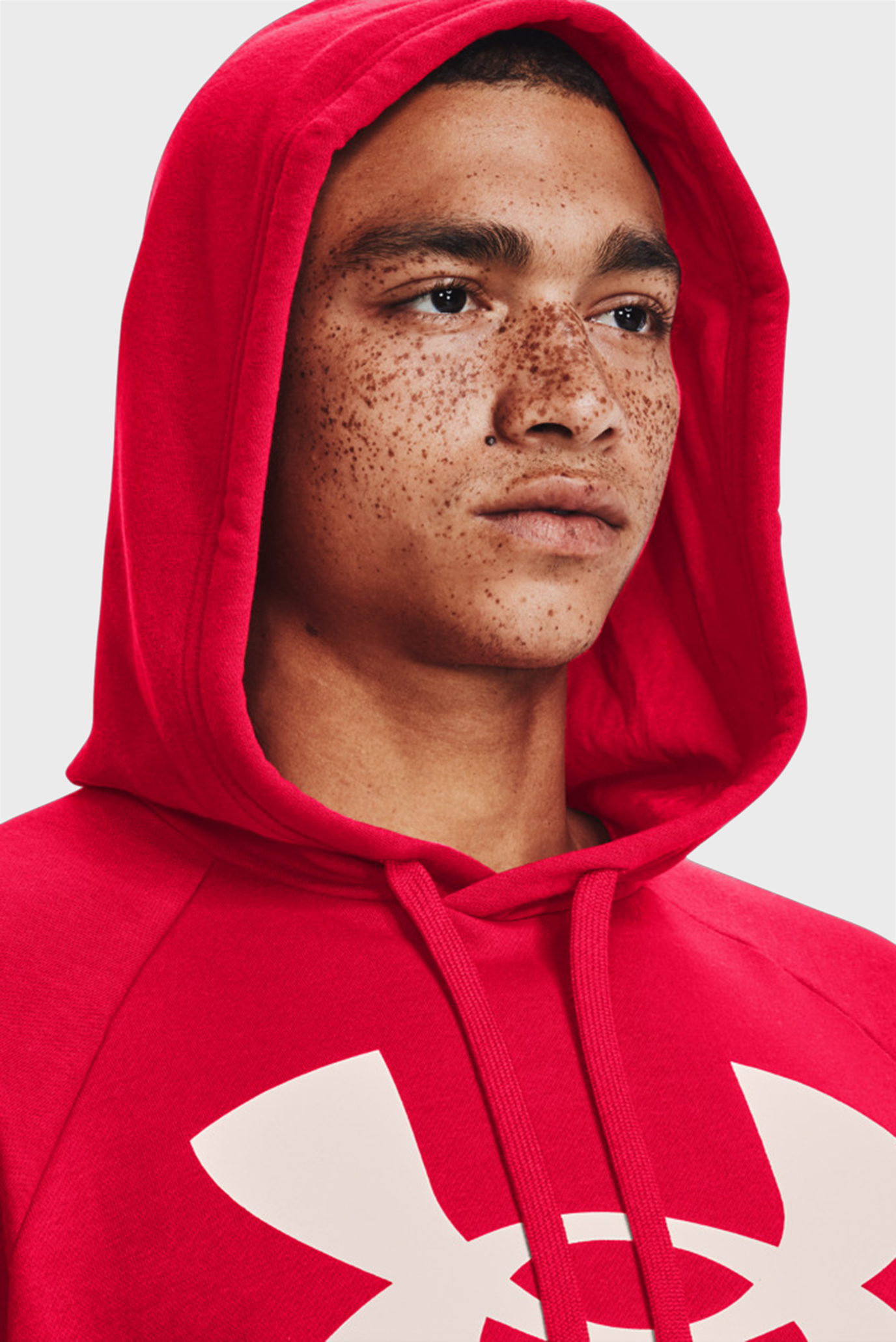 Мужское красное худи UA Rival Fleece Big Logo HD 10