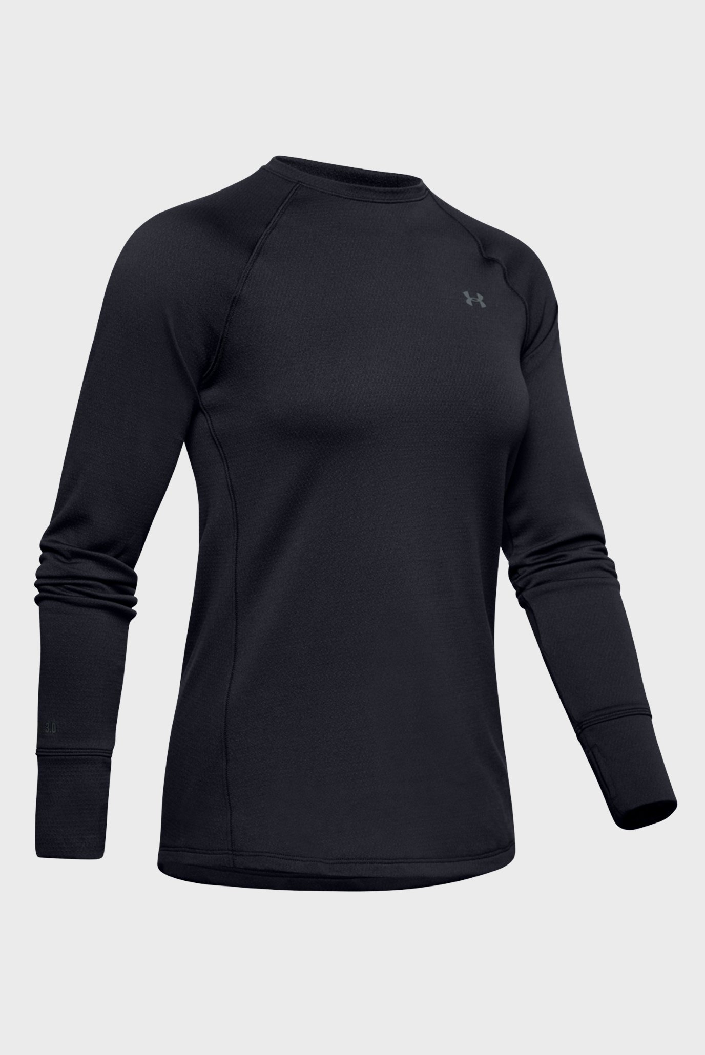 Женский черный лонгслив UA Base Crew 3.0 4