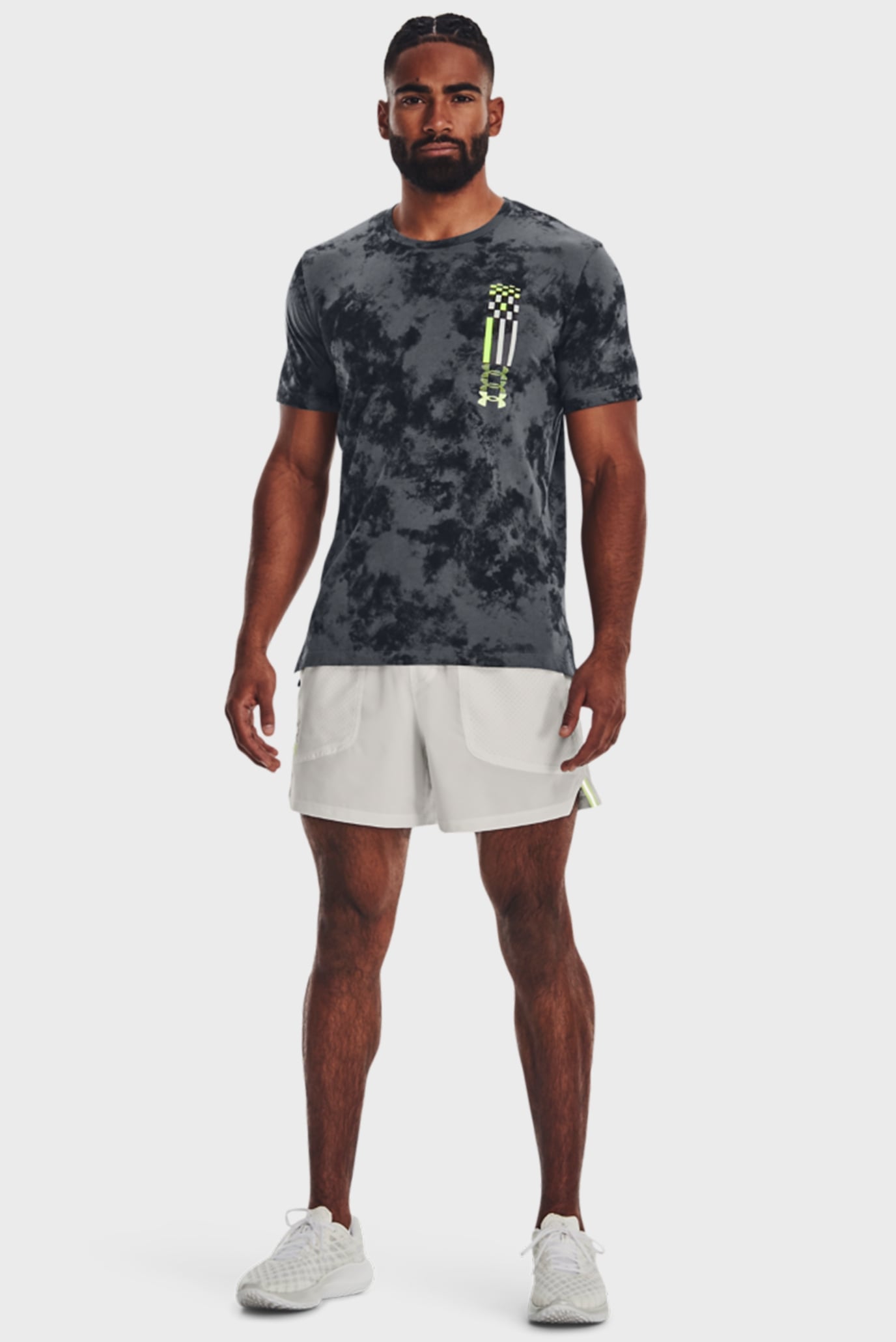 Мужская серая футболка с узором UA RUN ANYWHERE SS TEE 11