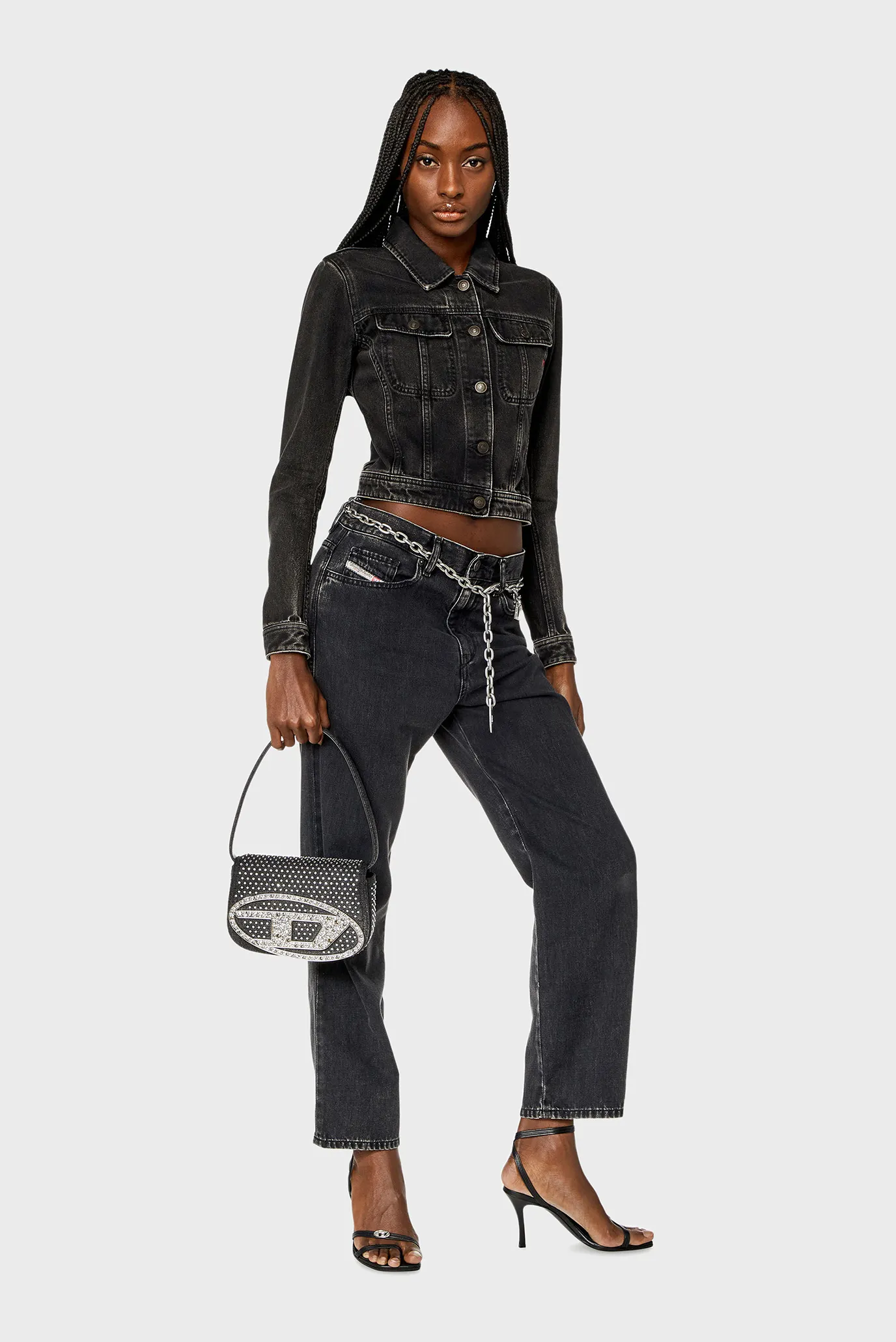 Женская черная джинсовая сумка 1DR 6