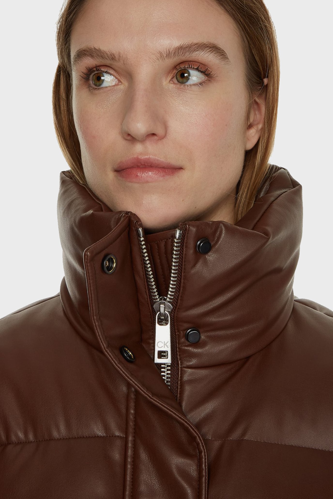 Женская коричневая куртка PU PADDED PUFFER JACKET 5