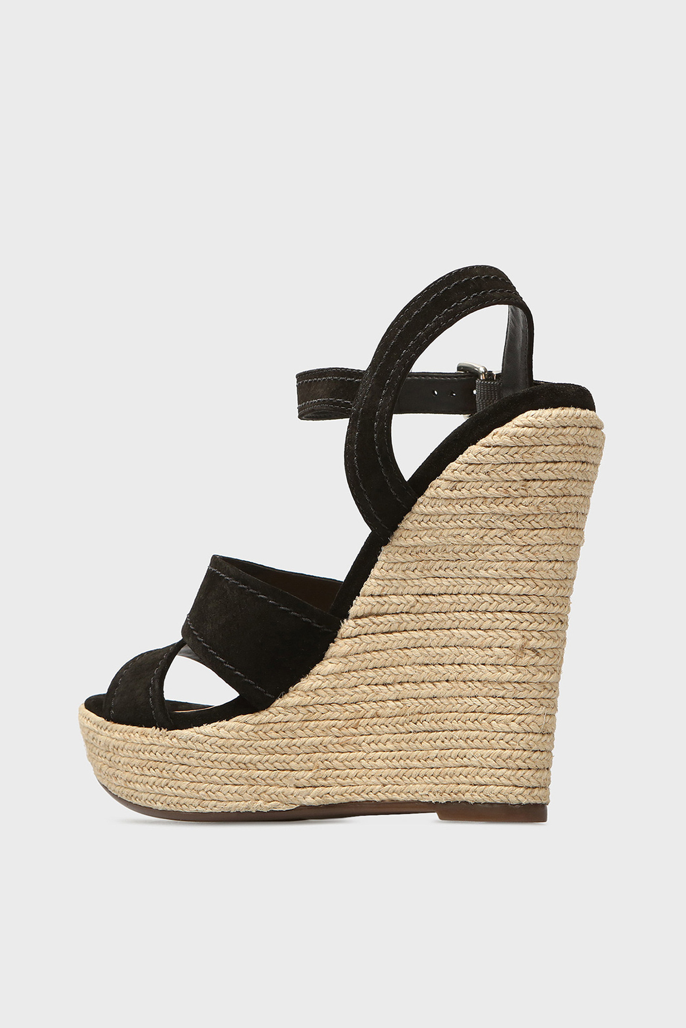 Женские черные замшевые босоножки 4