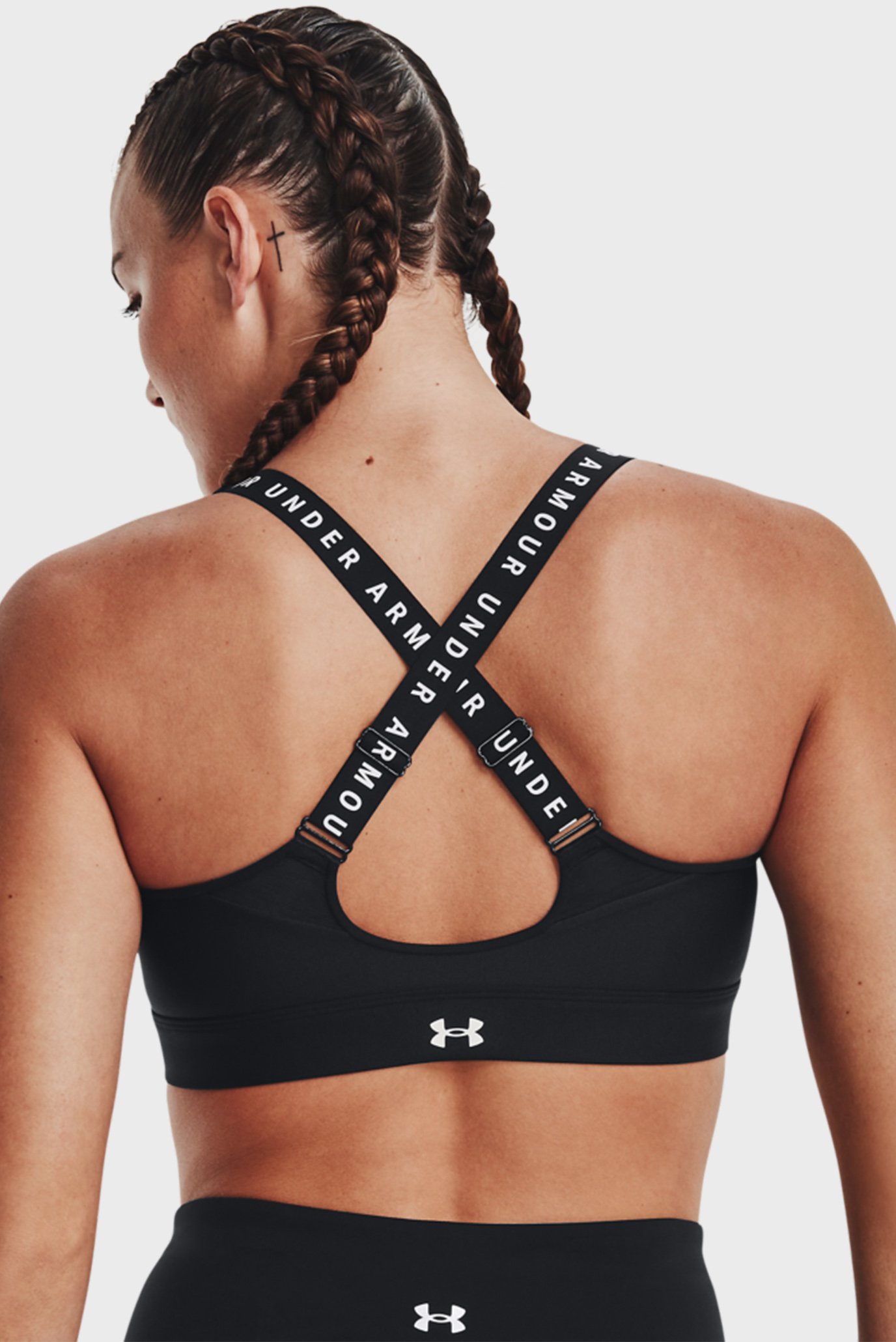 Женский черный спортивный топ UA Infinity High Bra Zip 3