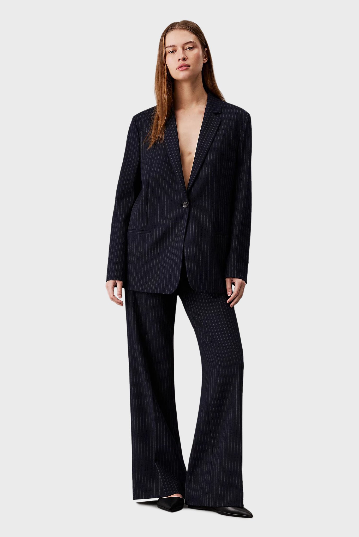 Женский темно-синий жакет в полоску PINSTRIPE SLIMCalvin Klein Женский темно-синий жакет в полоску PINSTRIPE SLIM 2