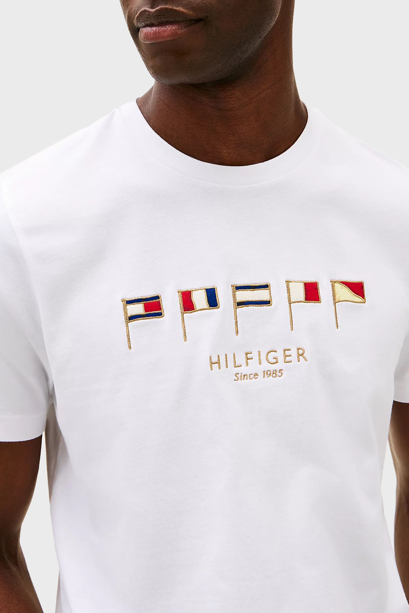 Мужская белая футболка HILFIGER MULTI FLAGS 4