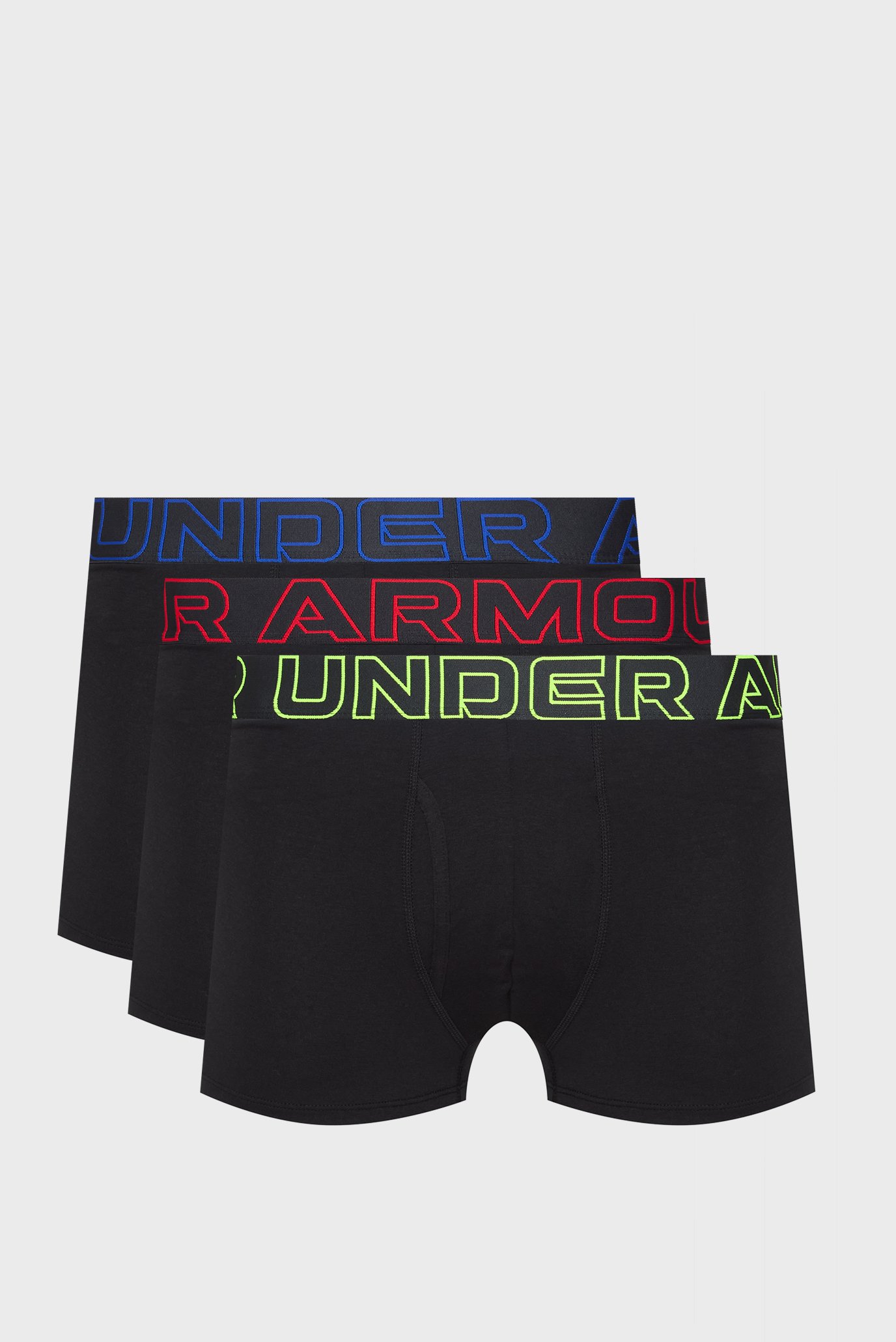Мужские черные боксеры (3 шт) Underwear Boxers UA PERFORMANCE COTTON - SOLID 3 3PK 1