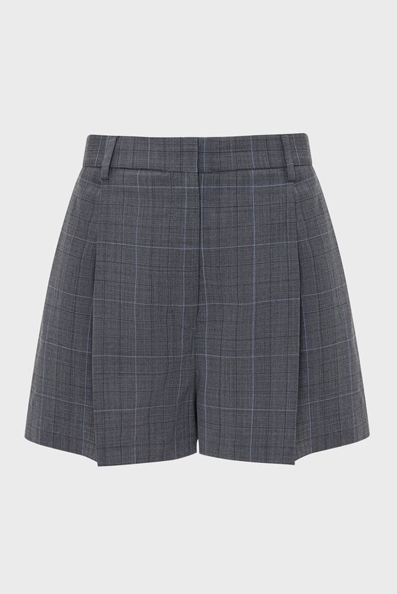 Женские серые шерстяные шорты в клетку THC CC TAILORED SHORTS