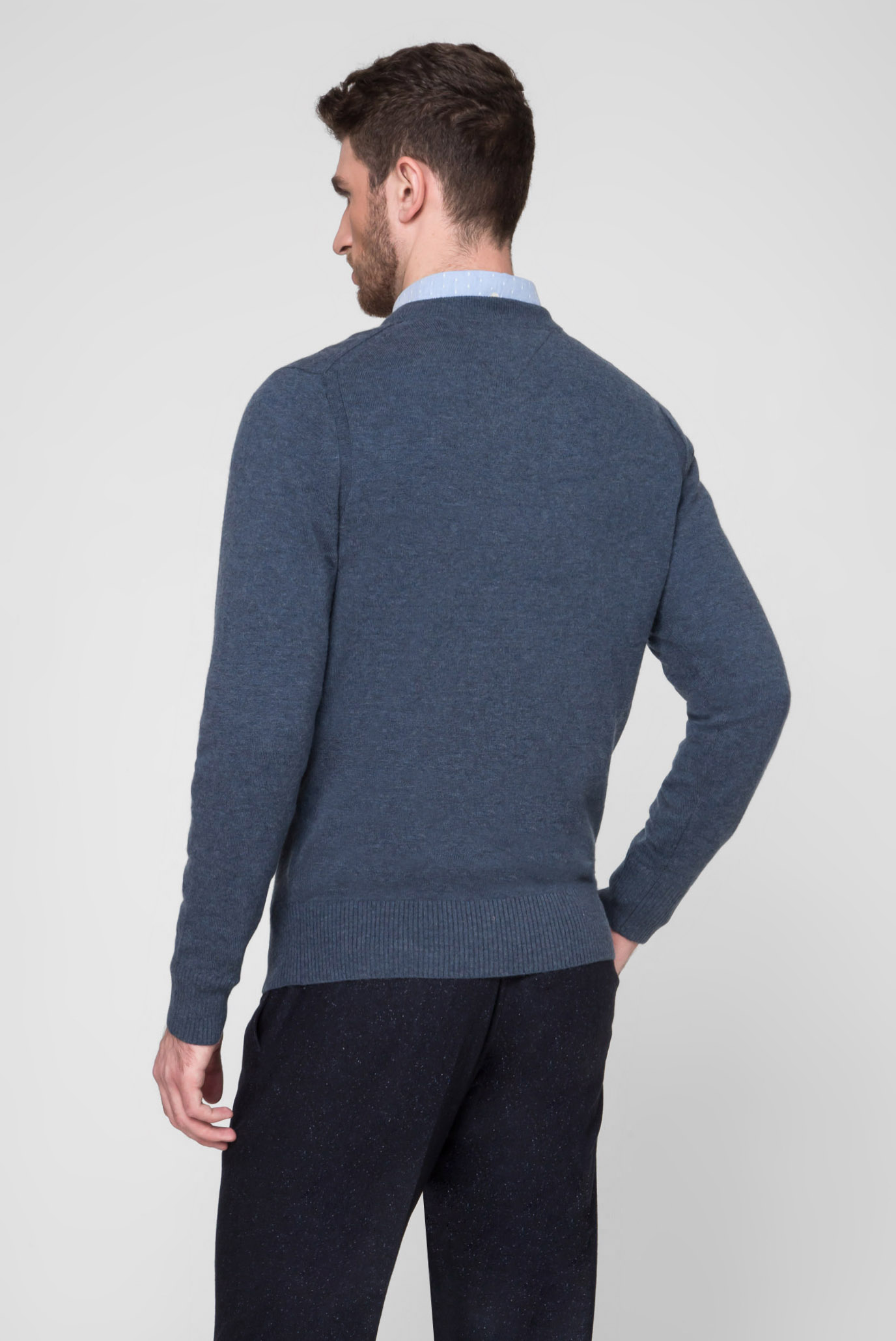 Мужской синий шерстяной джемпер LAMBSWOOL CREW NECK 8