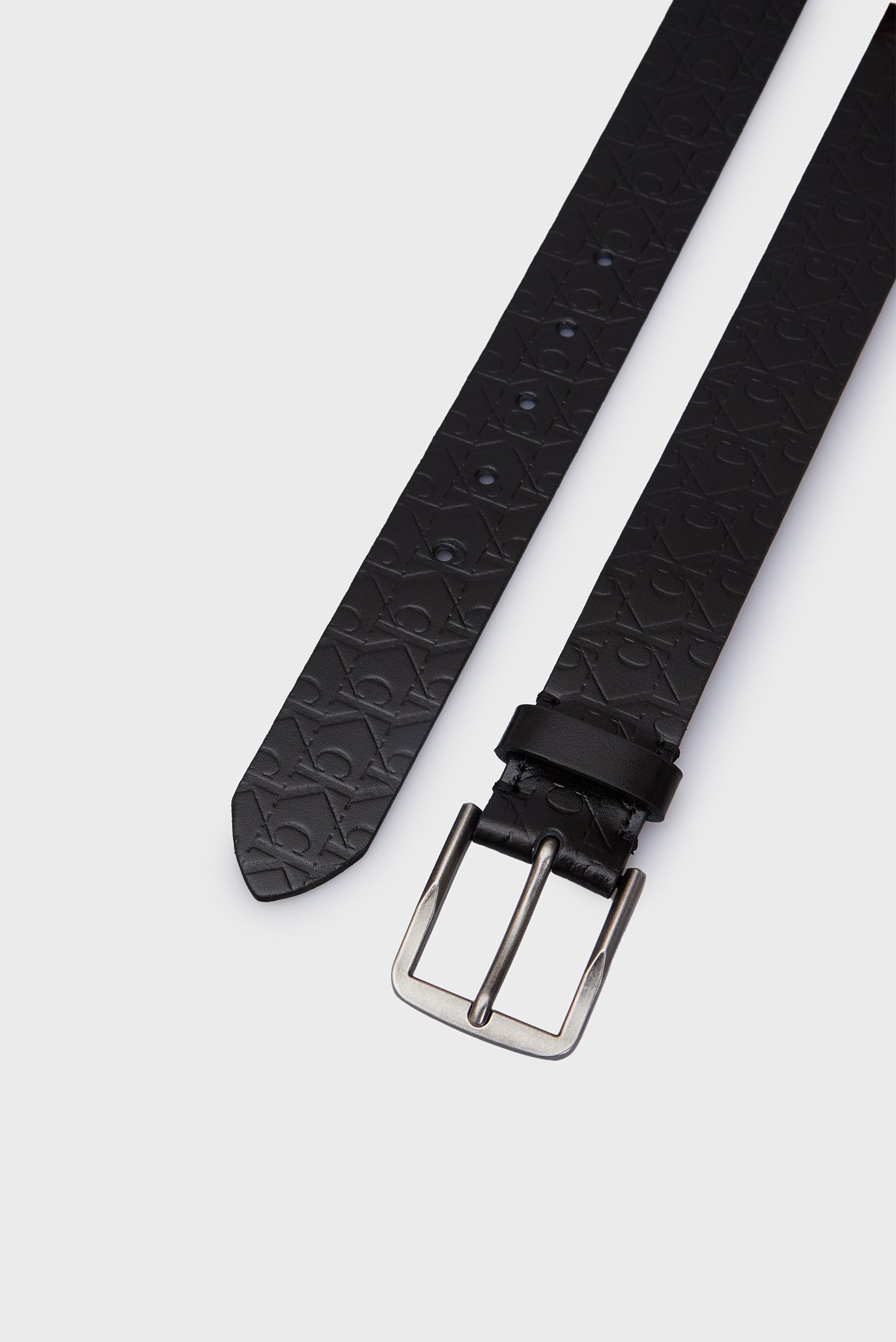 Мужской черный кожаный ремень с узором CLASSIC FLAT LTHR BELT 35MM AOP 3