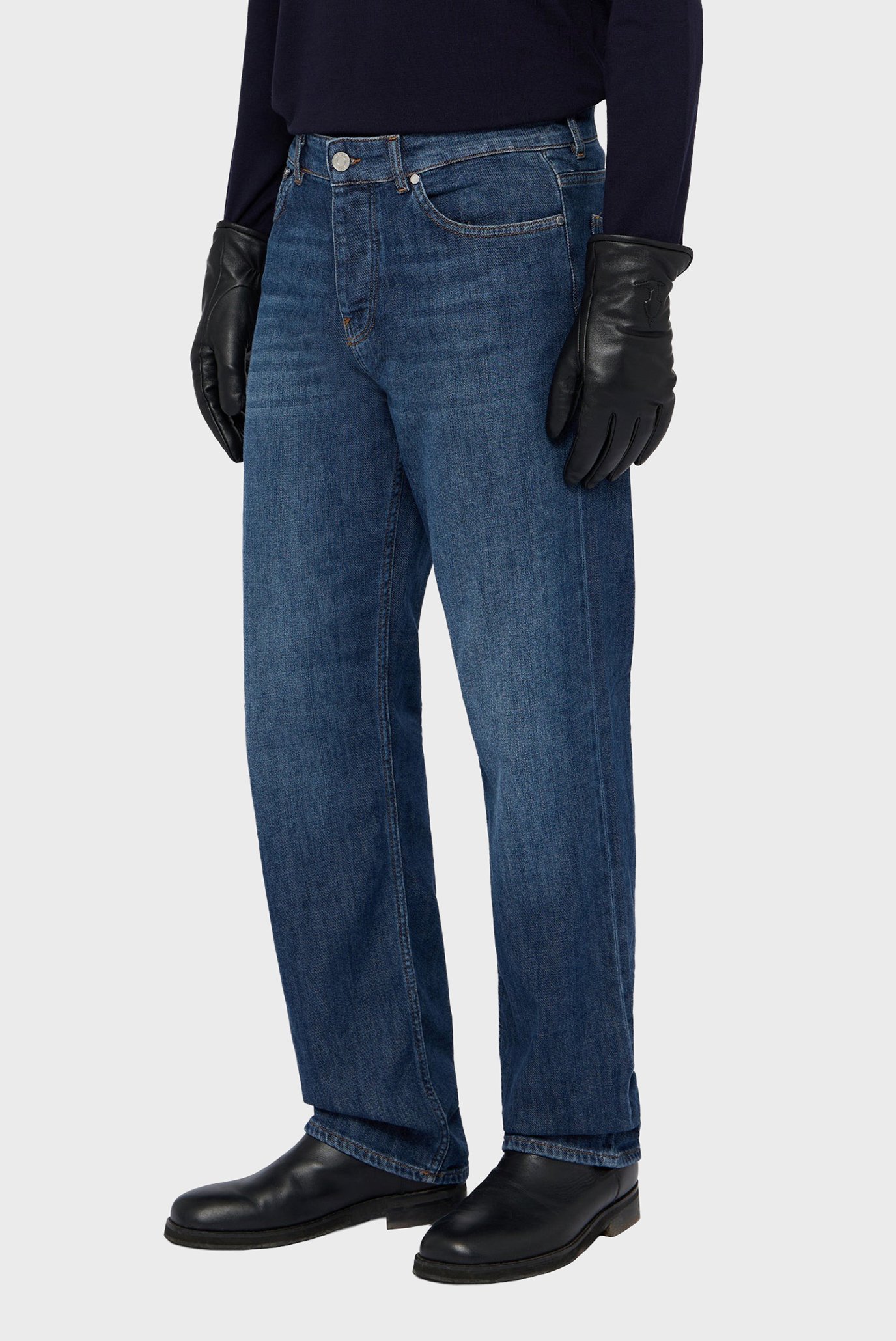 Джинсы MJ390D14 5 POCKET 390 STRAIGHT - BLUE DENIM SW + CHEMICAL 1