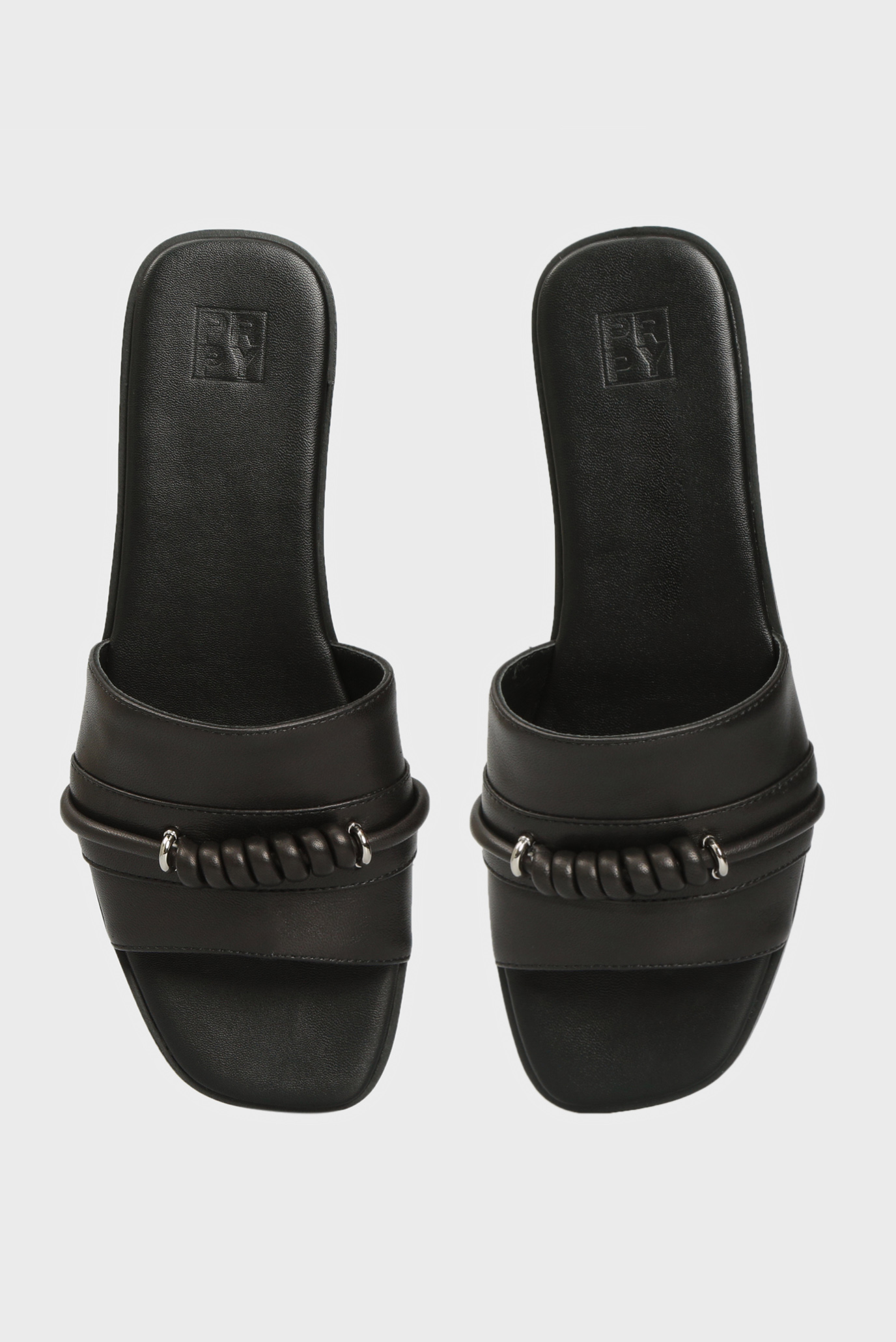 Женские черные кожаные слайдеры Aline 8
