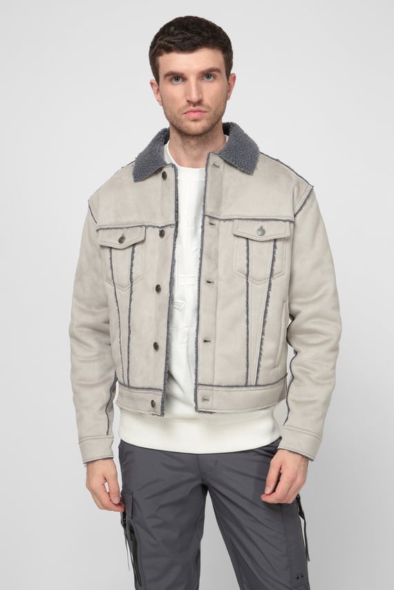 Мужская серая куртка  Lewis Hamilton FAUX SUEDE JKT