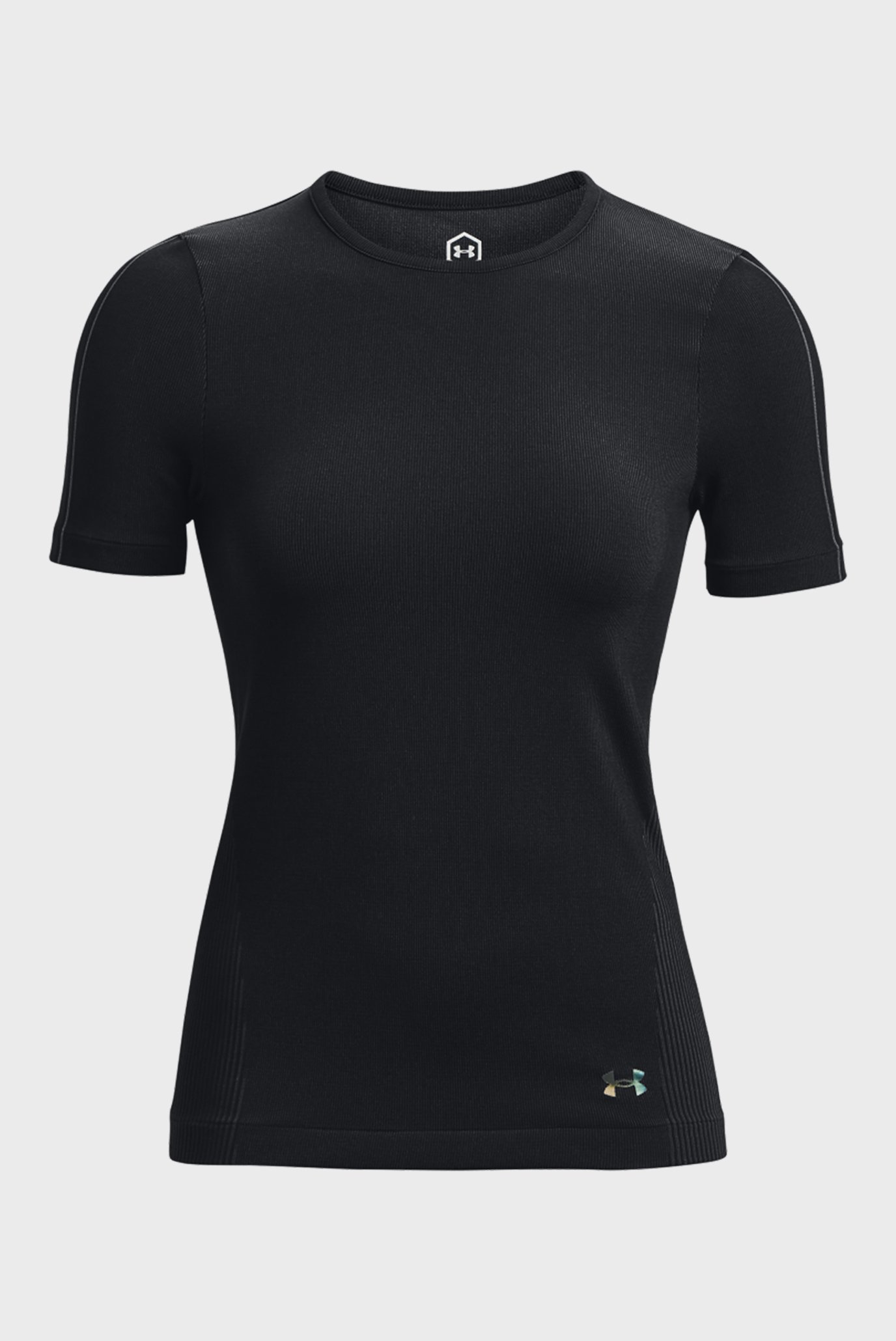 Женская черная футболка UA Rush Seamless SS 11