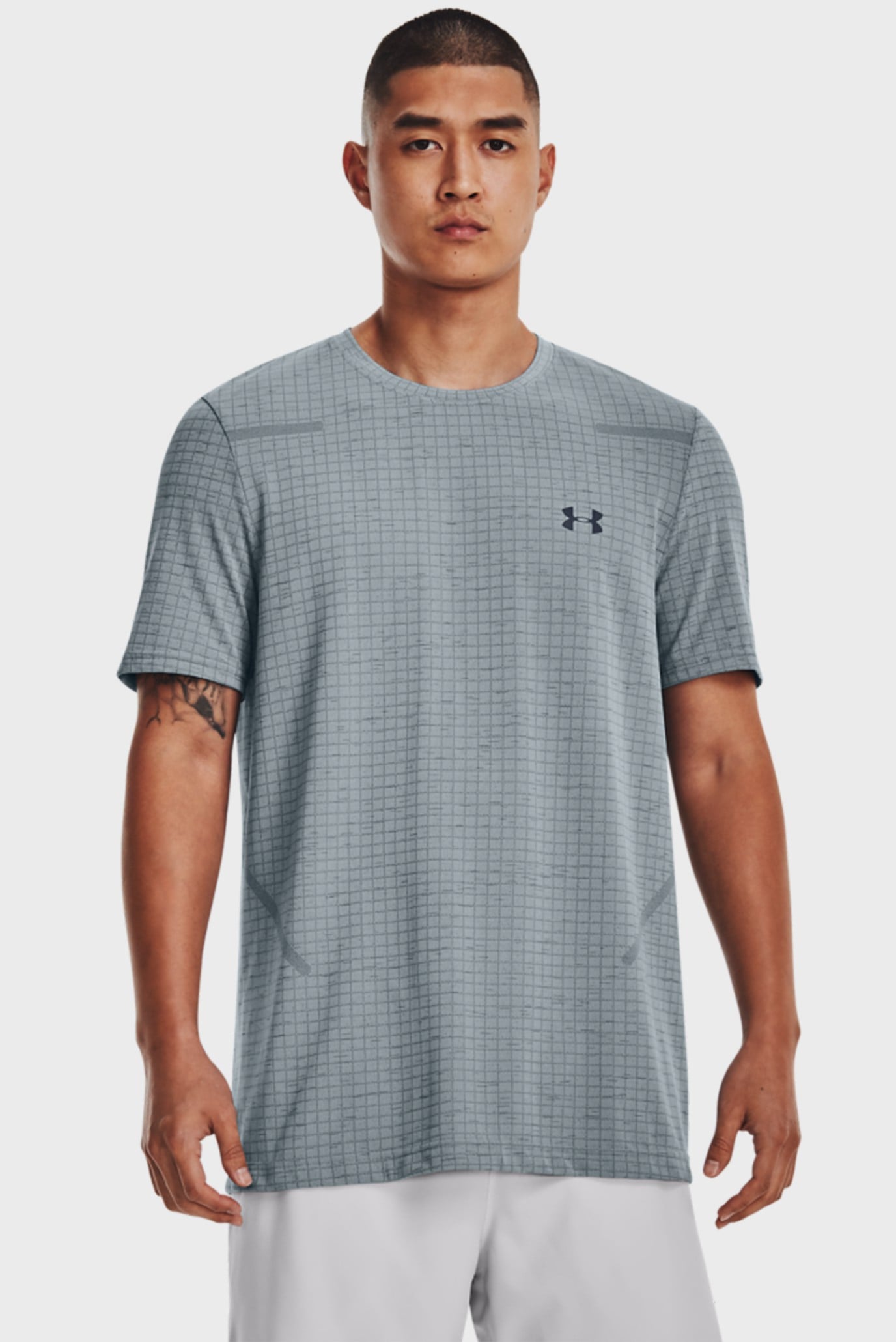 Мужская серая футболка в клетку UA Seamless Grid SS 7