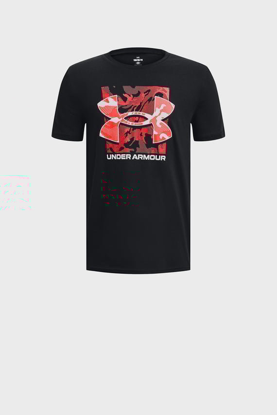 Детская черная футболка UA B BOX LOGO CAMO SS MFO