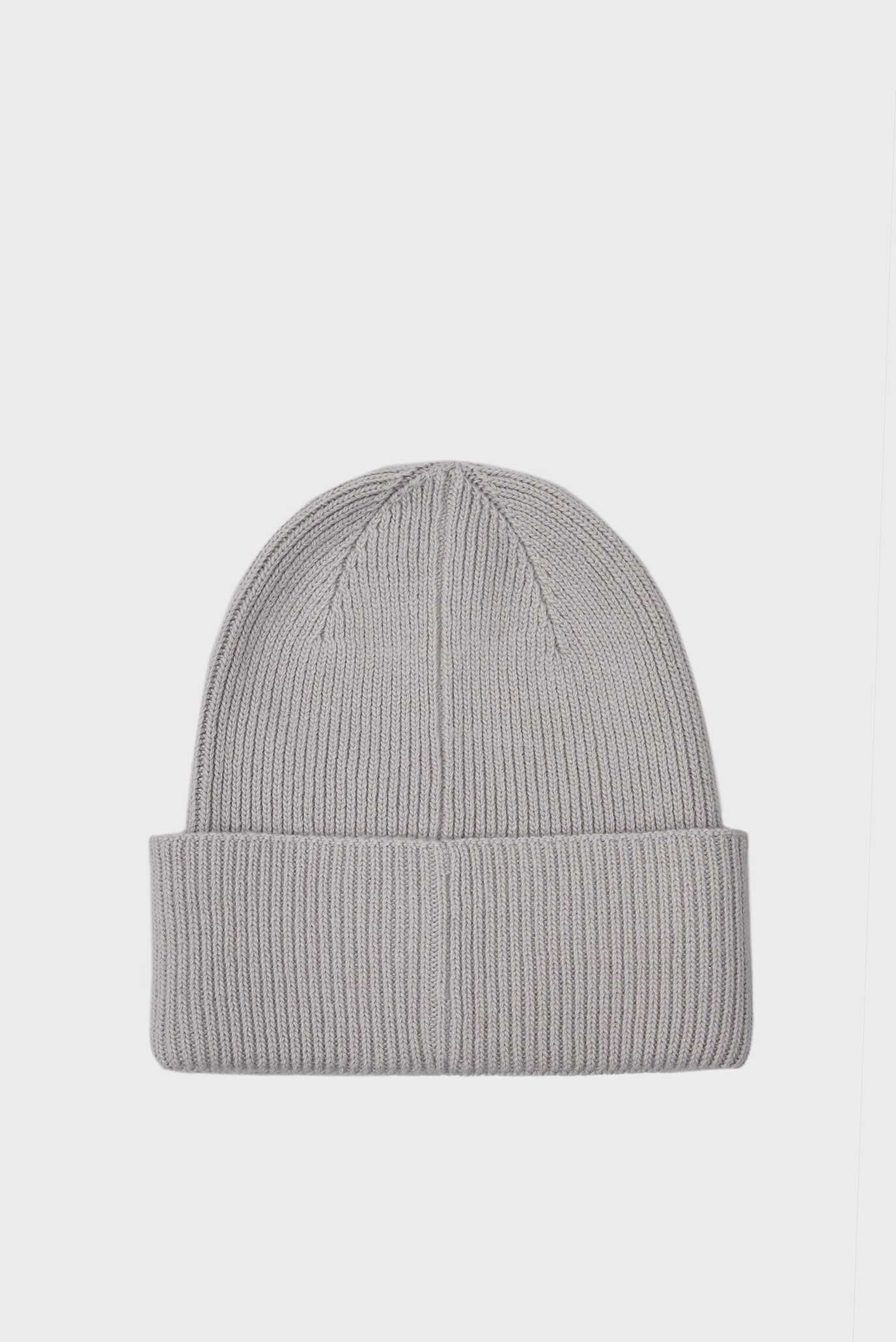 Мужская серая шапка COTTON WOOL FINE RIB BEANIE 2