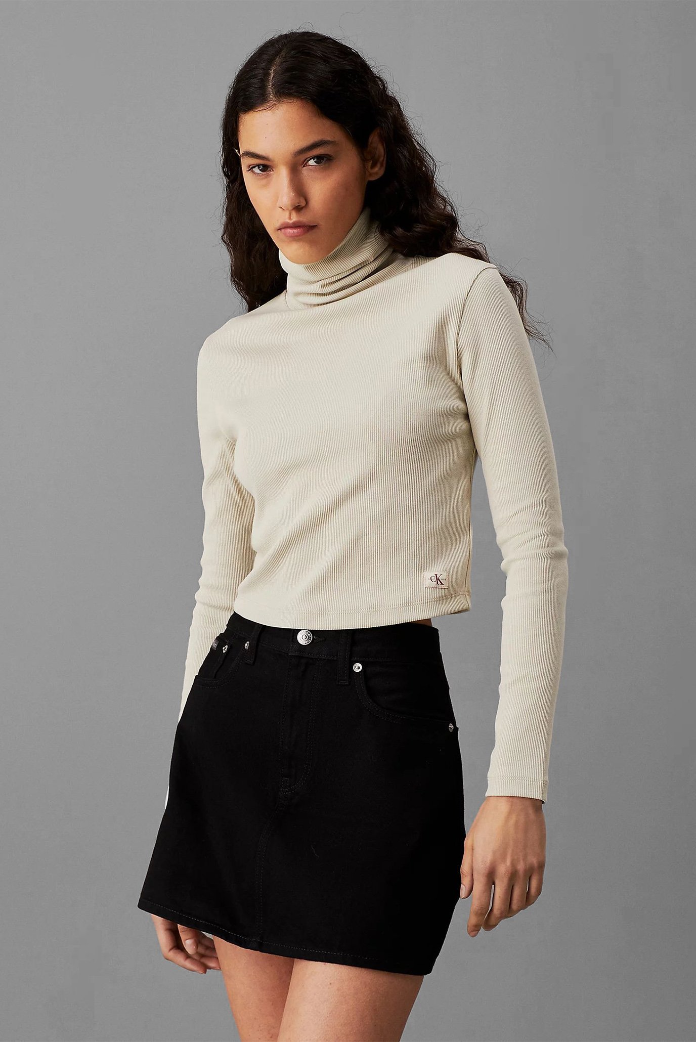 Лонгслив/WOVEN LABEL RIB ROLLNECK 1