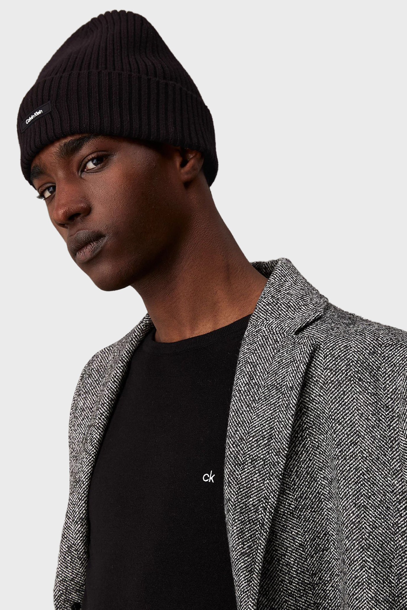 Мужская черная шапка CLASSIC COTTON RIB BEANIE 2