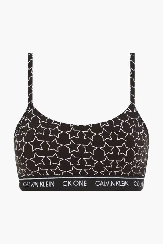 Женский черный бюстгальтер с узором Calvin Klein