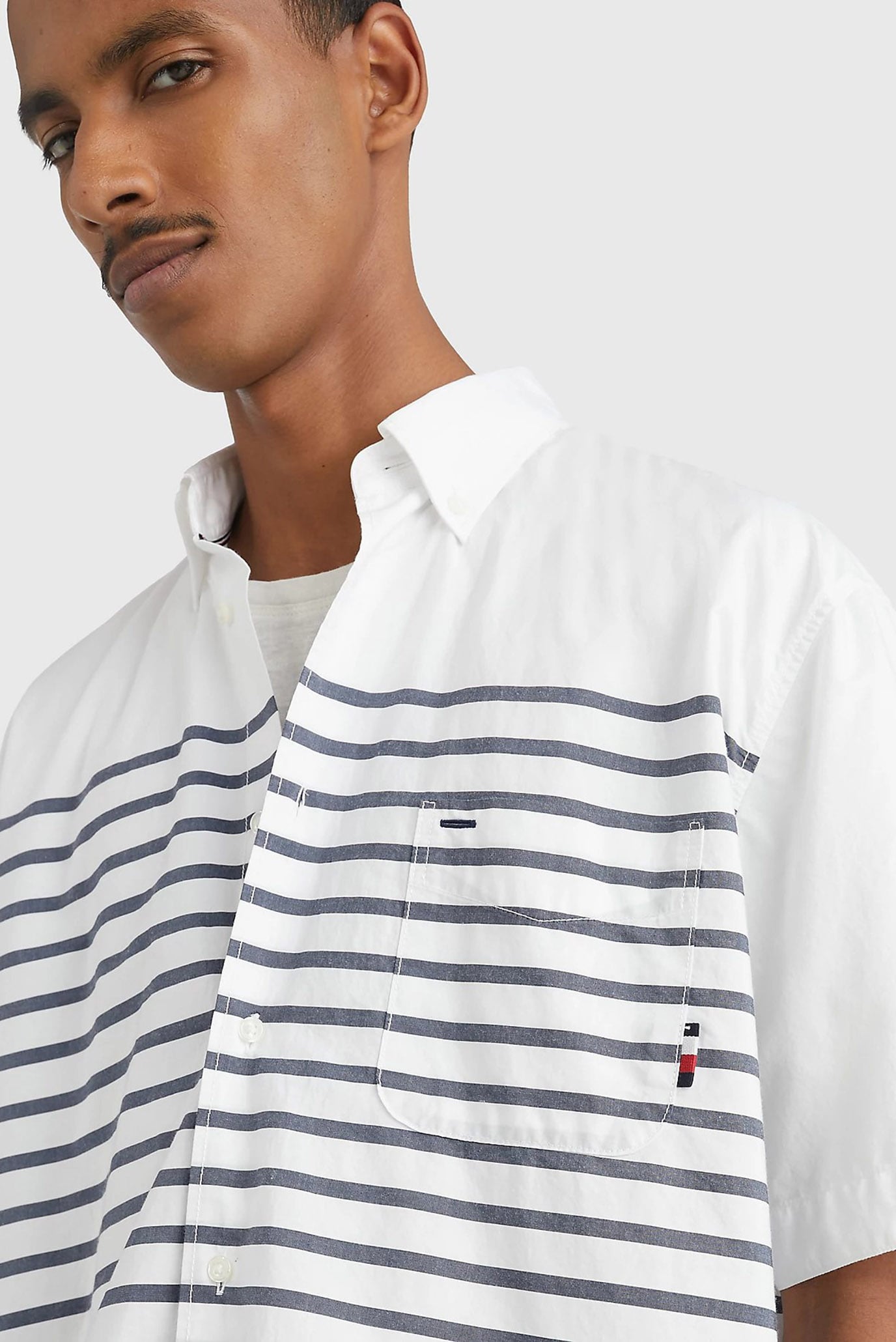 Мужская белая рубашка BRETON PLACED STRIPE 9