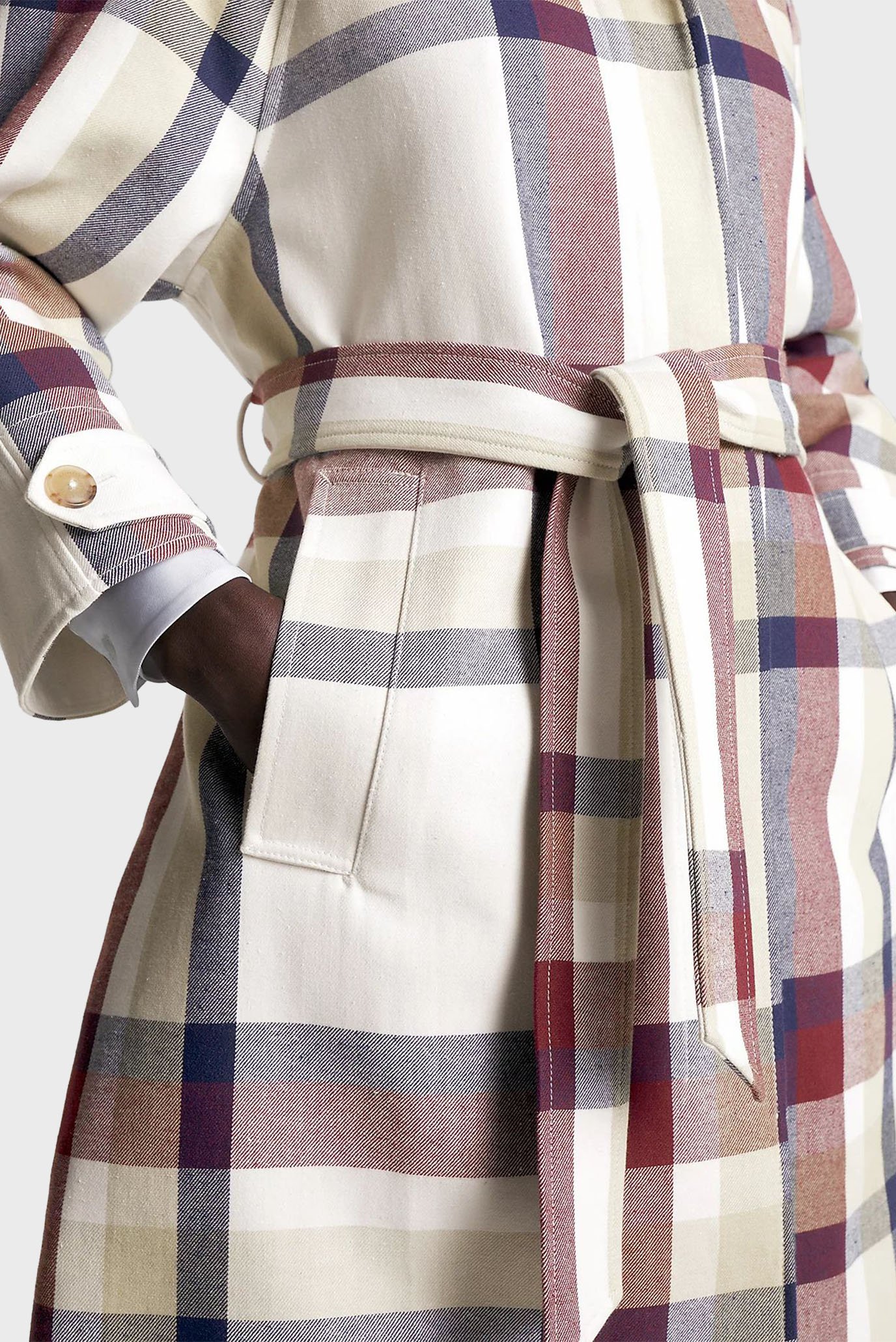 Женское пальто в клетку COTTON BLEND CHECK MAC 7