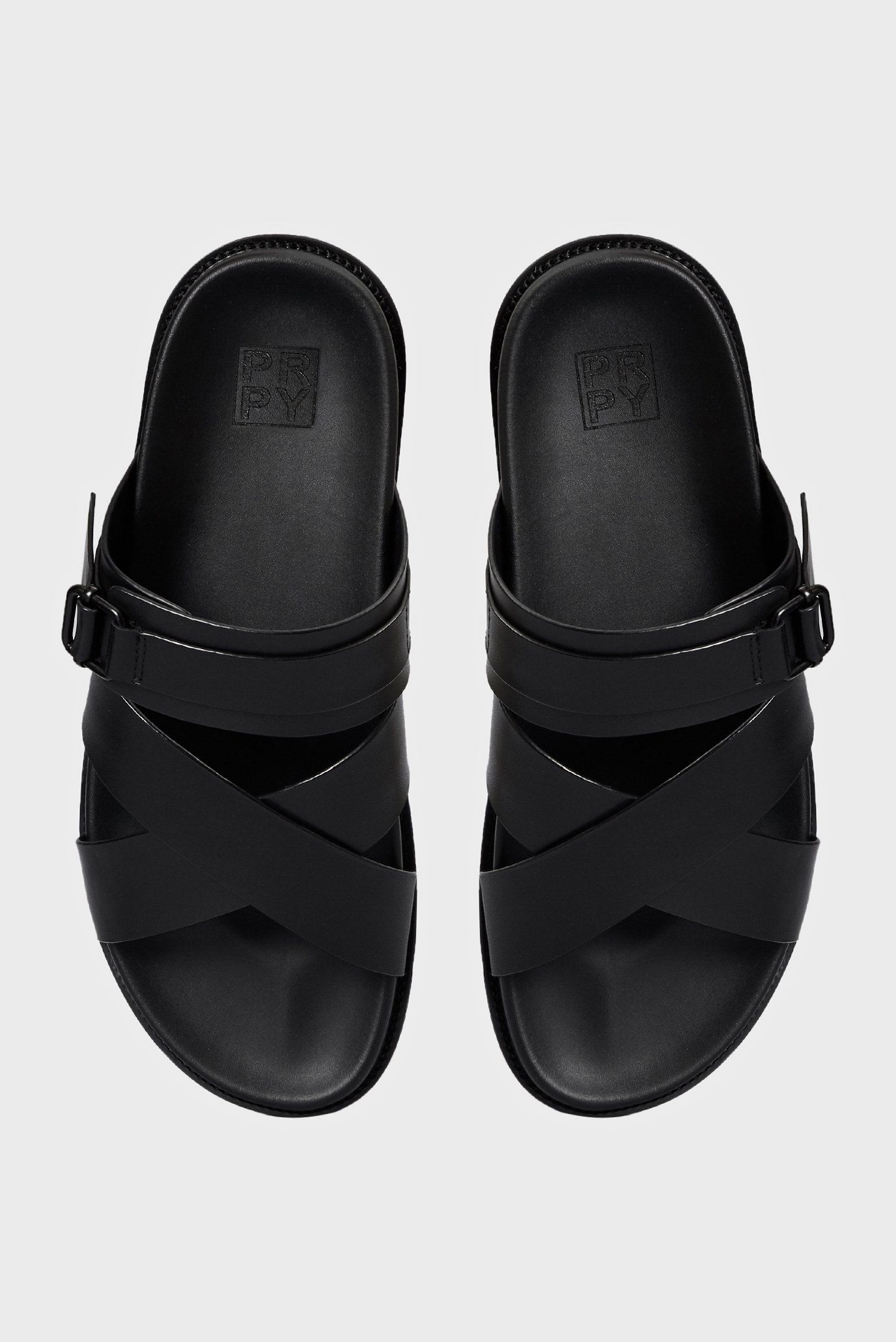 Мужские черные кожаные слайдеры 4