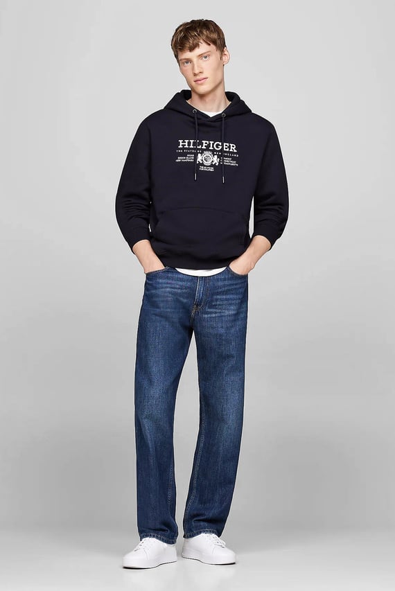 Мужское темно-синее худи HILFIGER CREST EMRBO HOODY