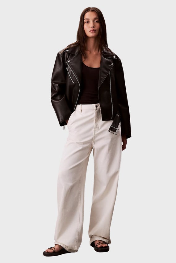 Куртка кожаная/FAUX LEATHER MOTO JACKET W/BELT