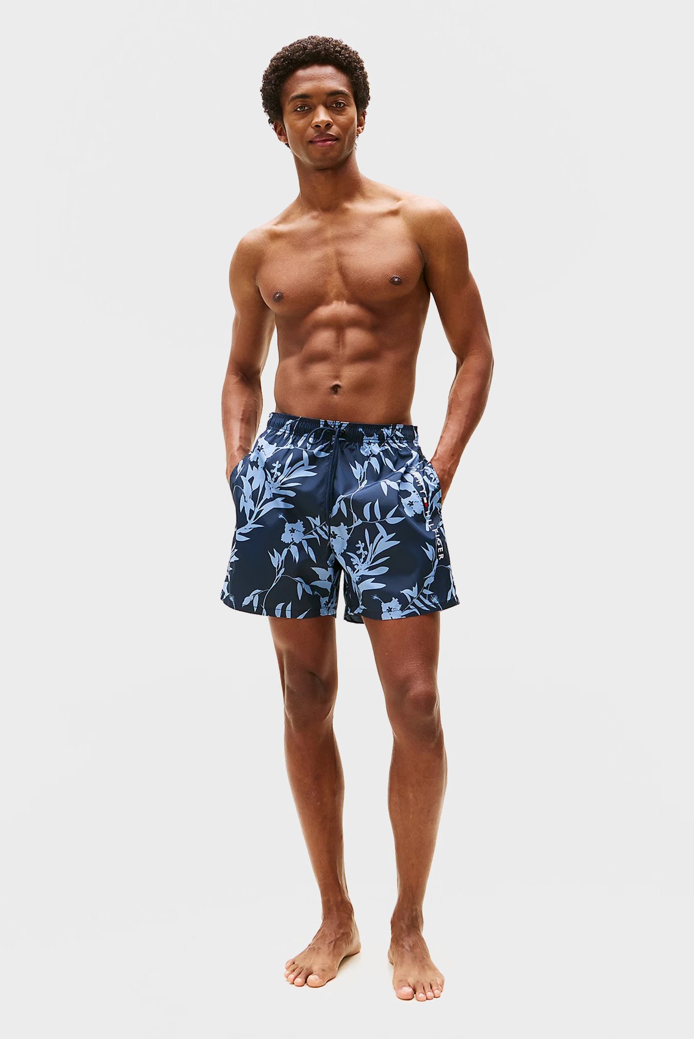 Мужские темно-синие плавательные шорты с узором 2