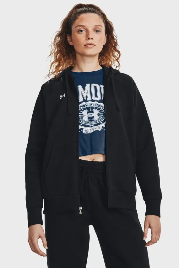 Женское черное худи UA Rival Fleece FZ Hoodie Under Armour