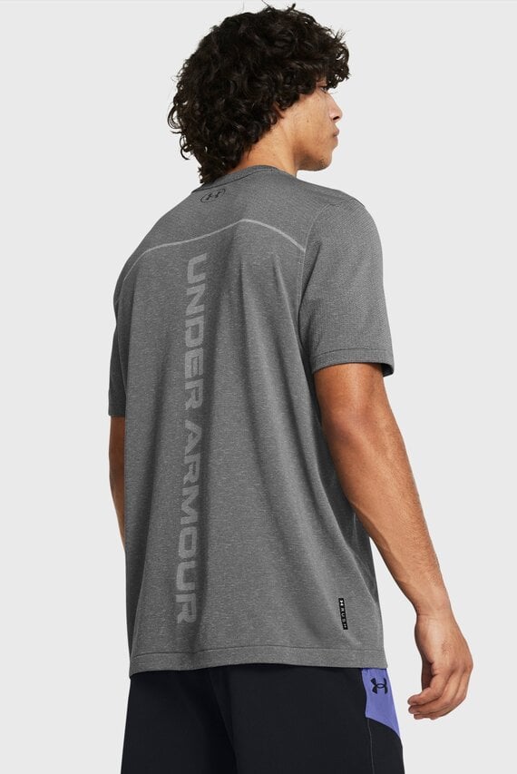 Мужская серая футболка UA Rush Seamless Wordmark SS