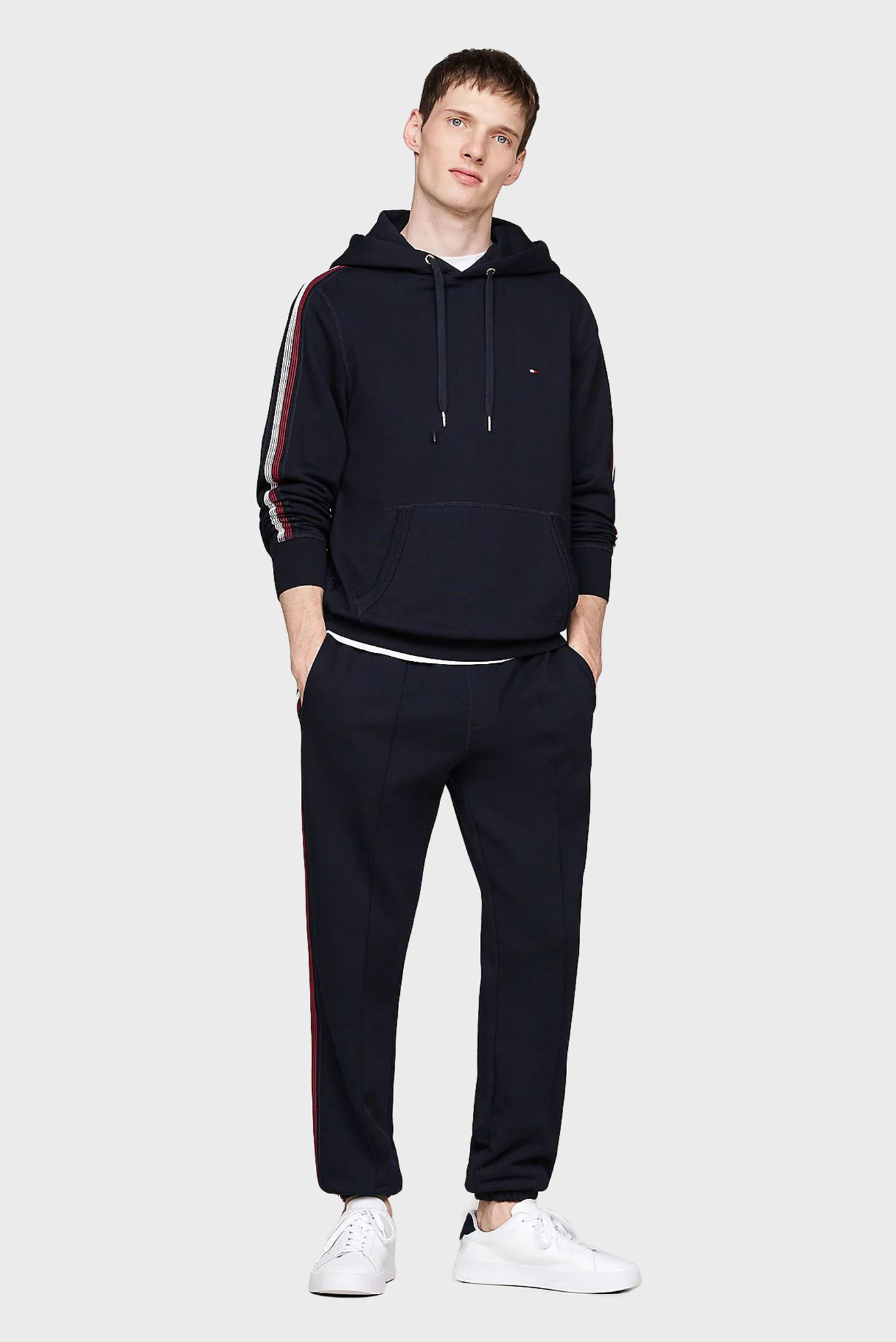 Мужское темно-синее худи GLOBAL STRIPE TAPE 2