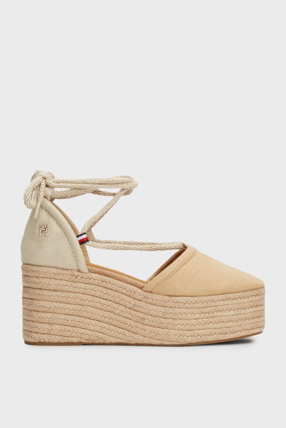 Босоножки CLOSED TOE LINEN FLATFORM