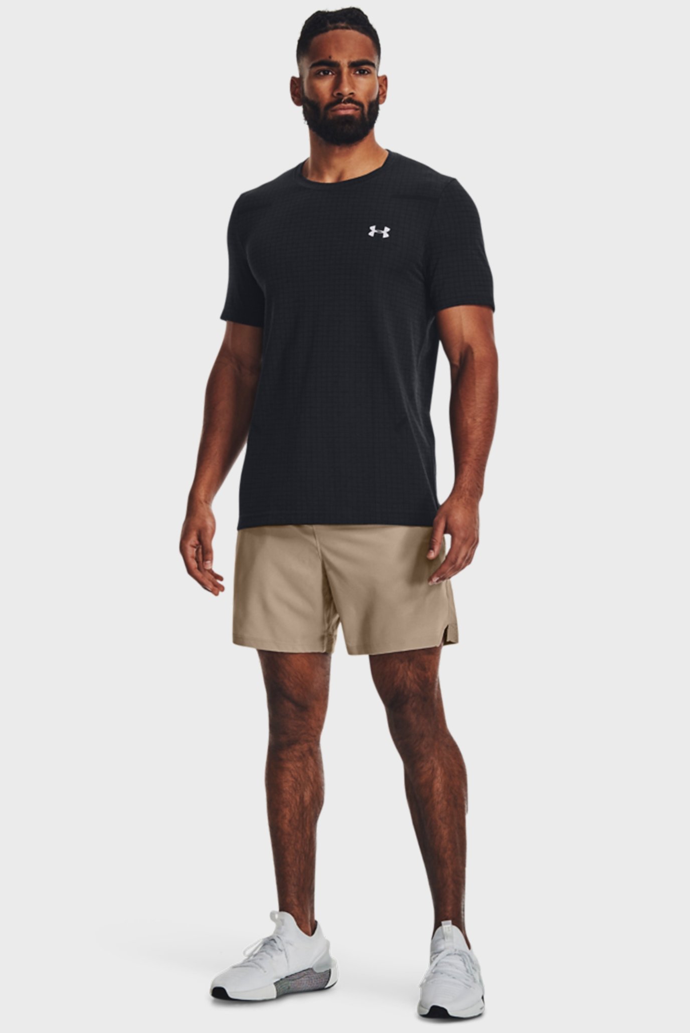 Мужская черная футболка в клетку UA Seamless Grid SS 2