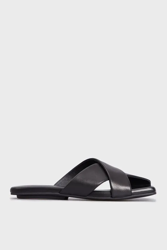 Женские черные кожаные слайдеры Aileen PRPY