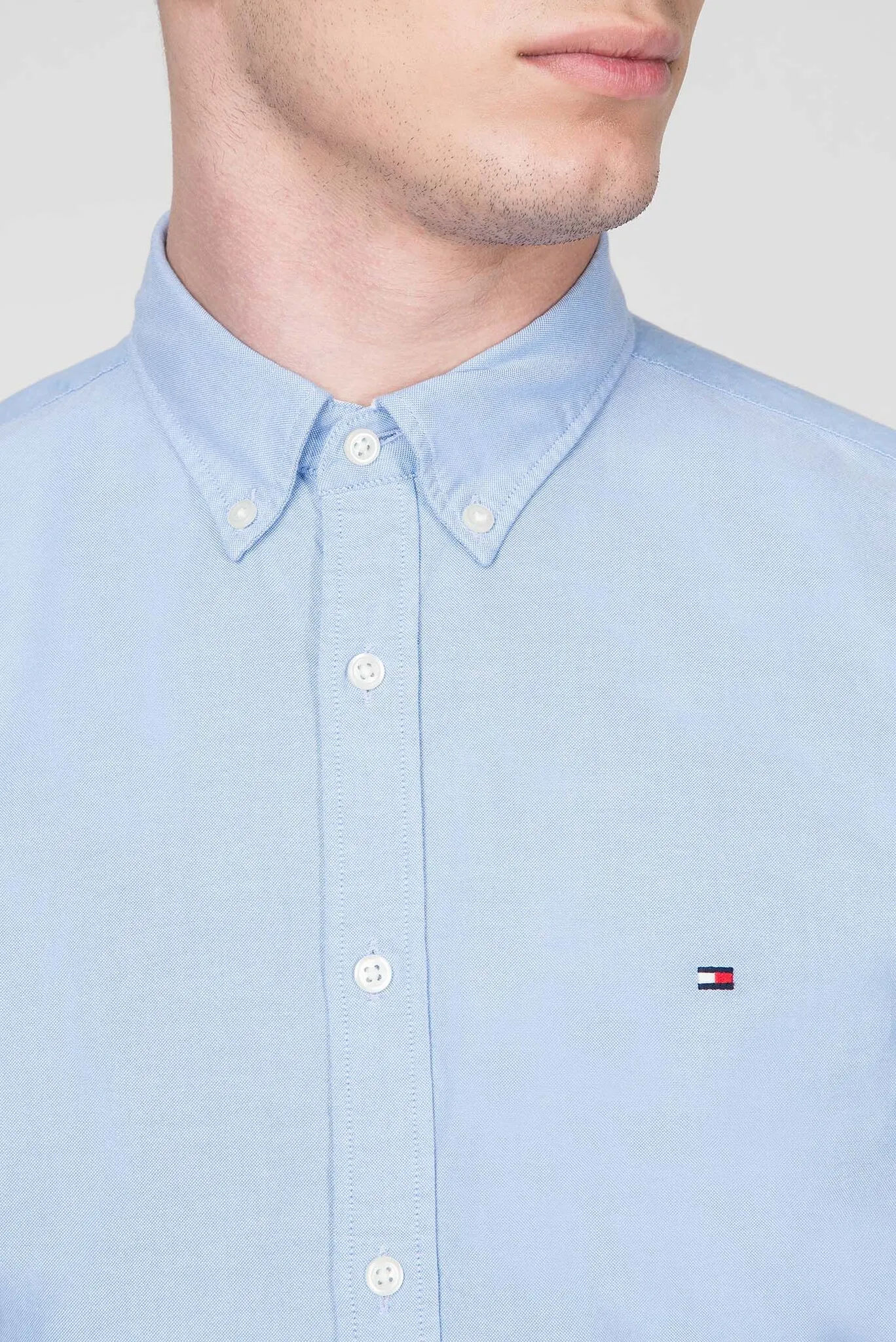 Мужская голубая рубашка SANDWASHED OXFORD 4