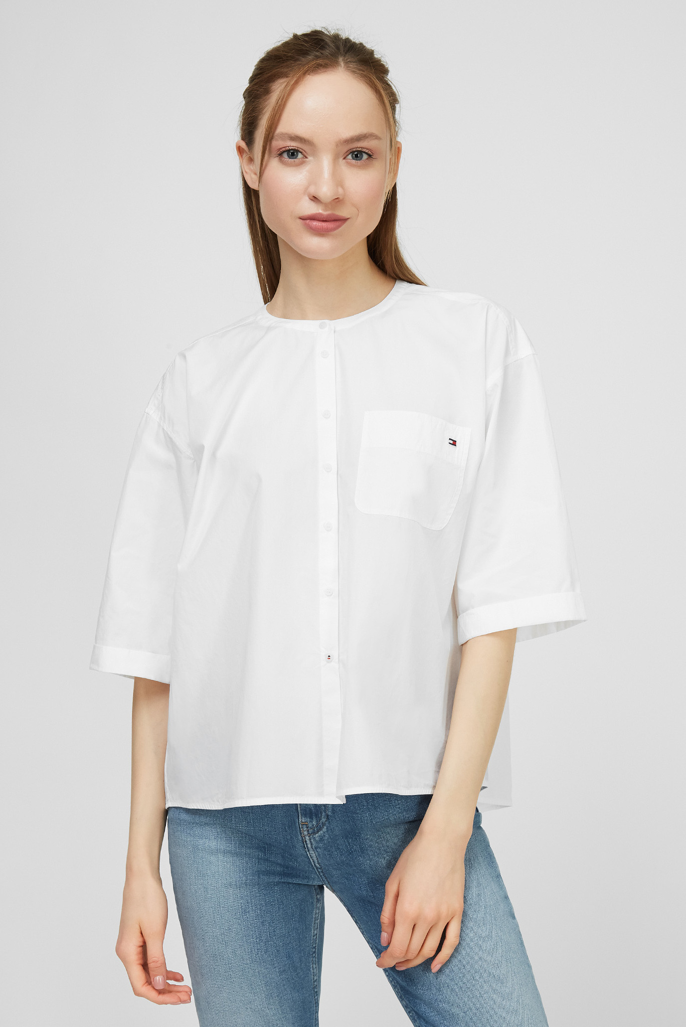 Женская белая рубашка CRISP POPLIN RELAXED SHIRT SS 1