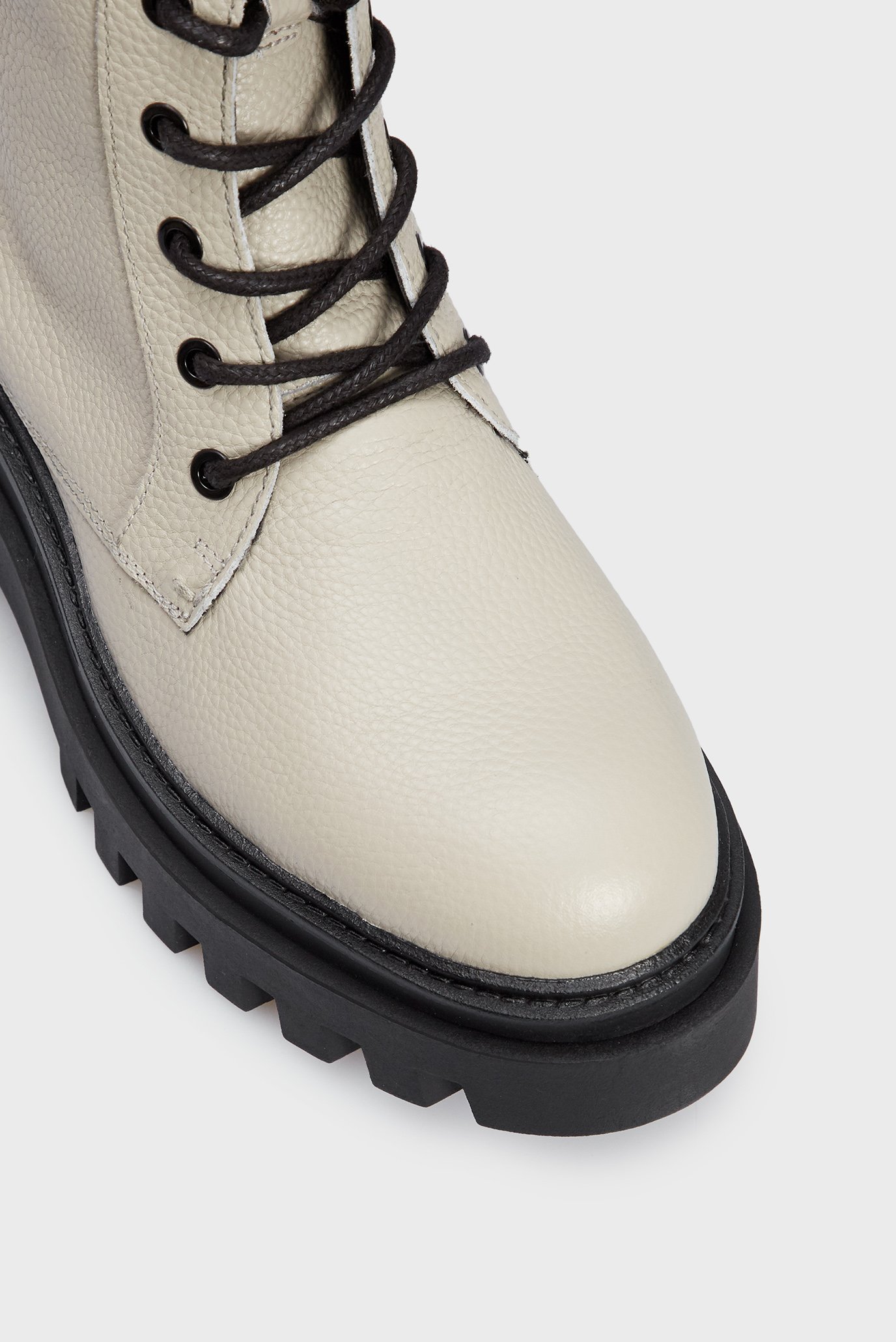 Женские бежевые кожаные ботинки FLATFORM 4