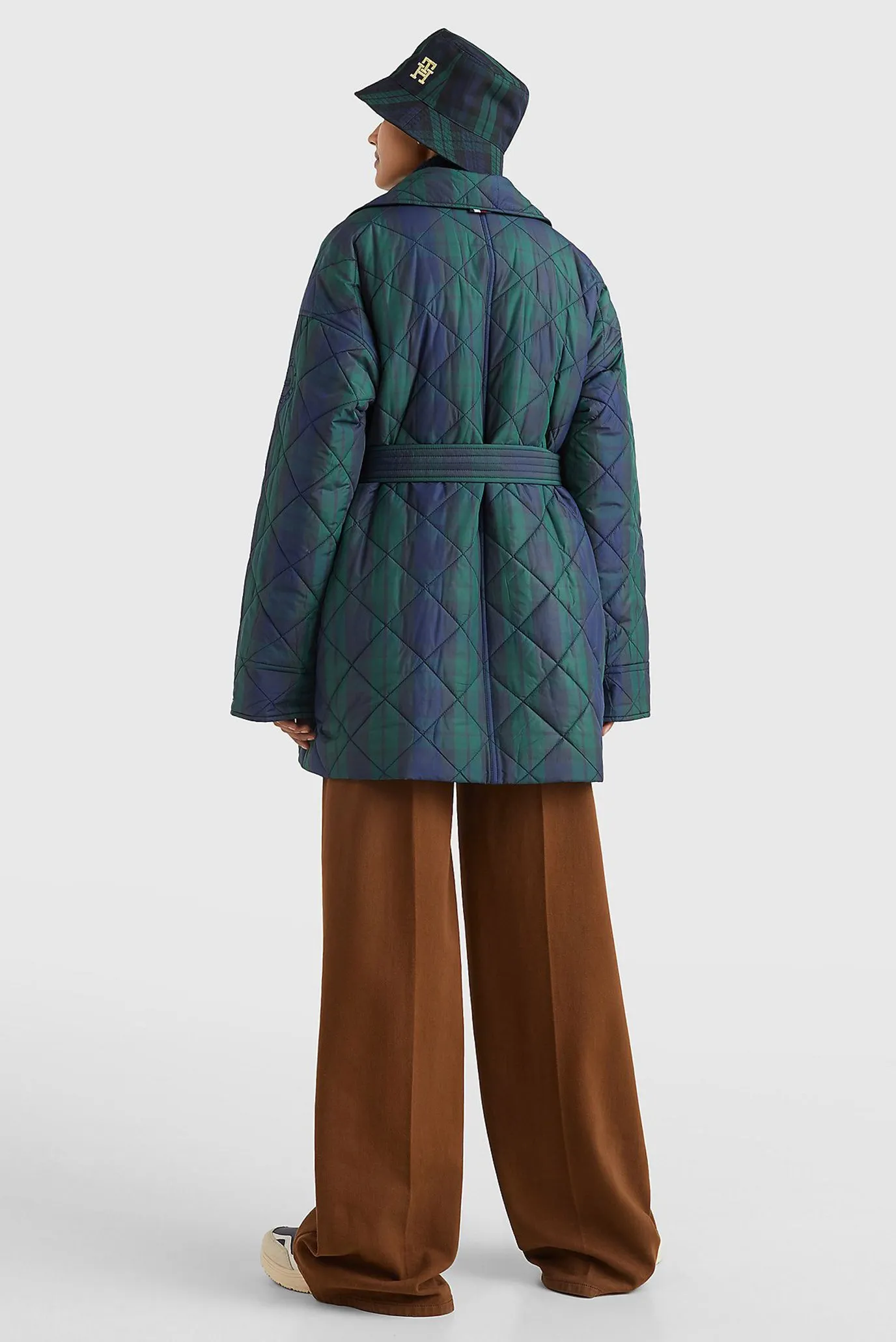 Женская зеленая куртка в клетку CHECK QUILTED 3