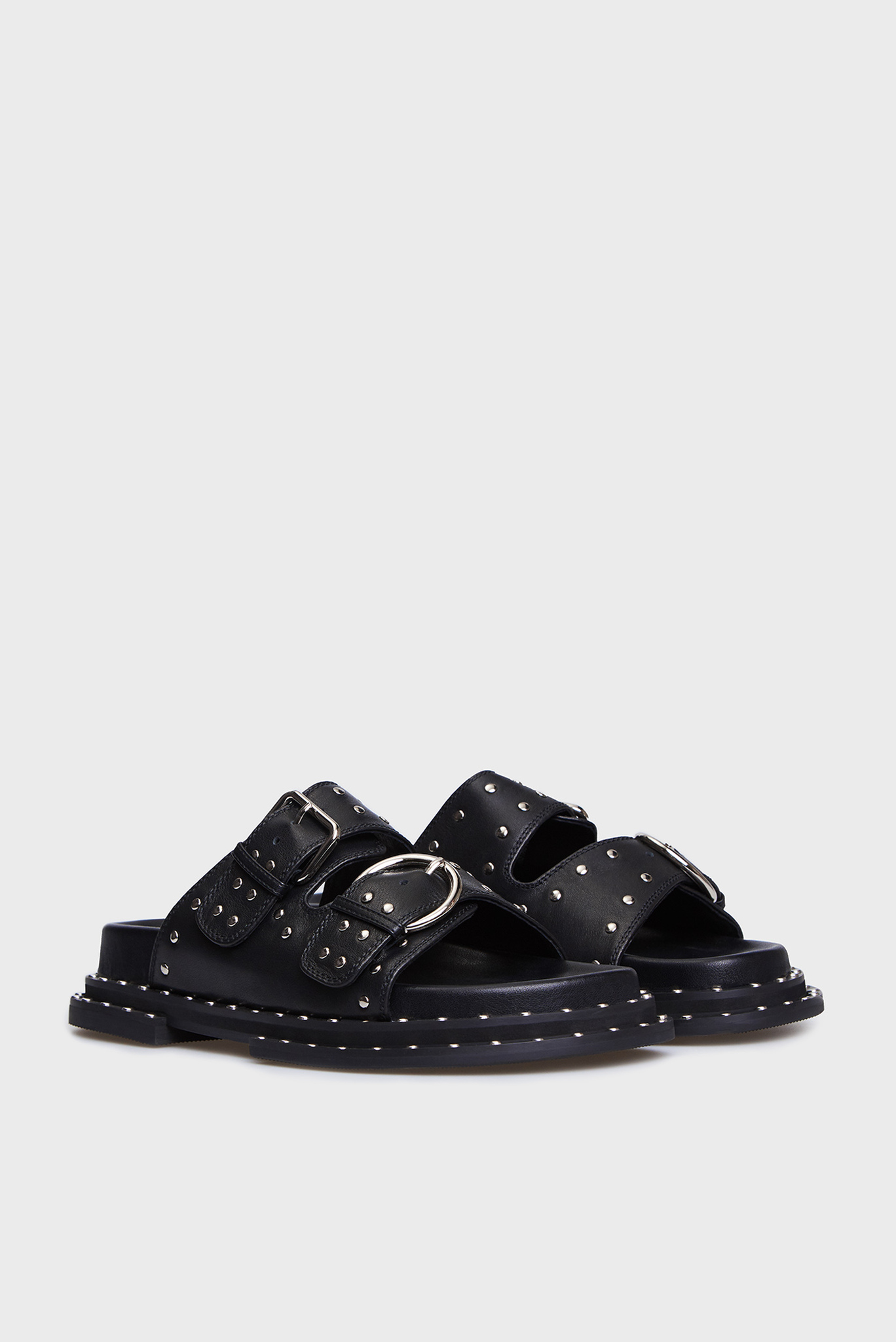 Женские черные кожаные слайдеры Agnessa 3