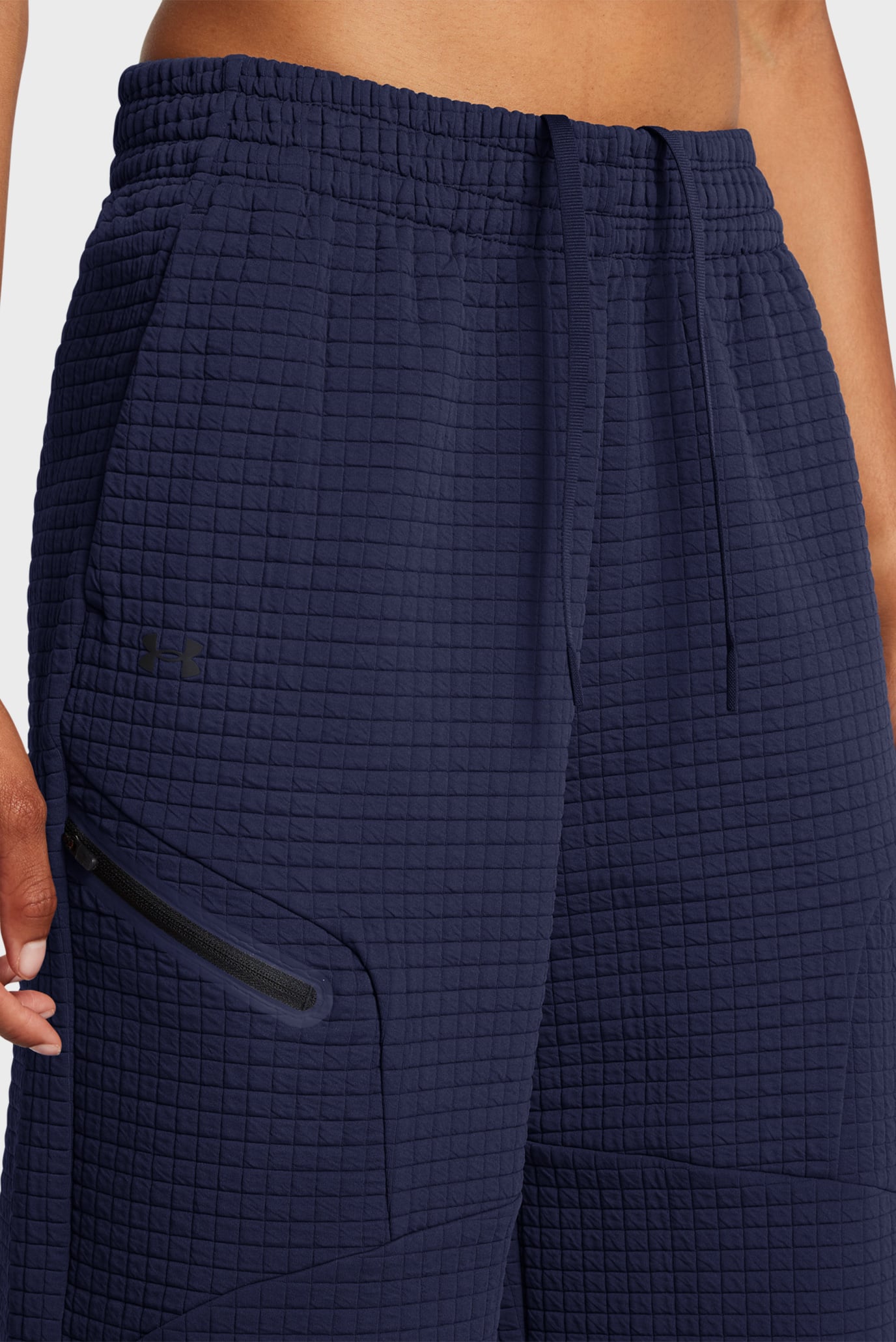 Женские темно-синие спортивные брюки Unstoppable Flc Grid Crop 4